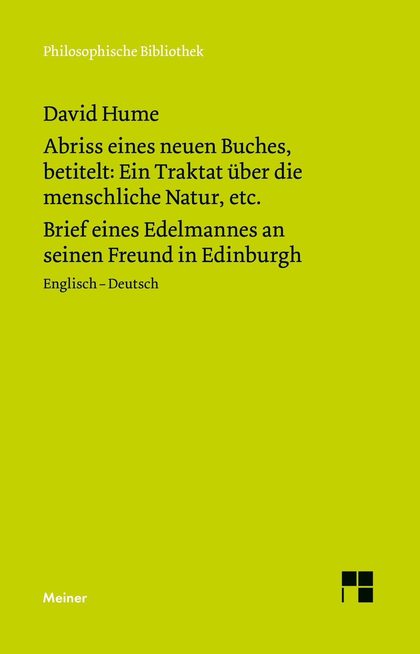 Vorderes Coverbild Abriss eines neuen Buches, betitelt: Ein Traktat über die menschliche Natur, etc. / Brief eines Edelmannes an seinen Freund in Edinburgh