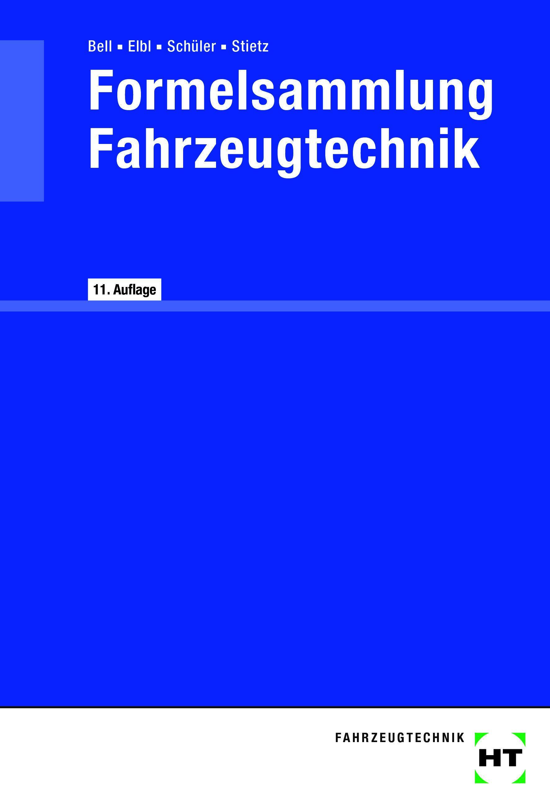 Vorderes Coverbild Formelsammlung Fahrzeugtechnik