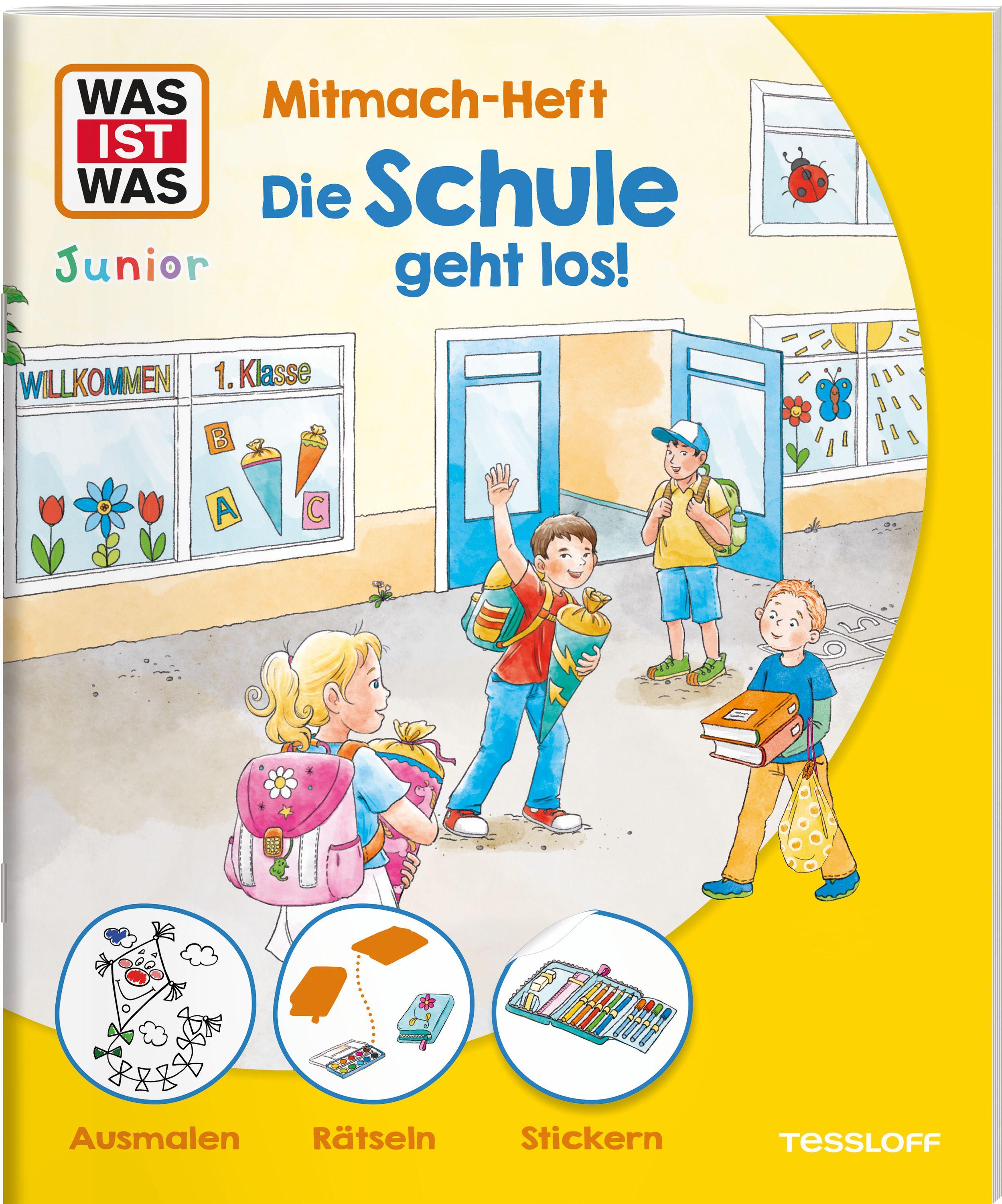 Vorderes Coverbild WAS IST WAS Junior Mitmach-Heft Die Schule geht los!