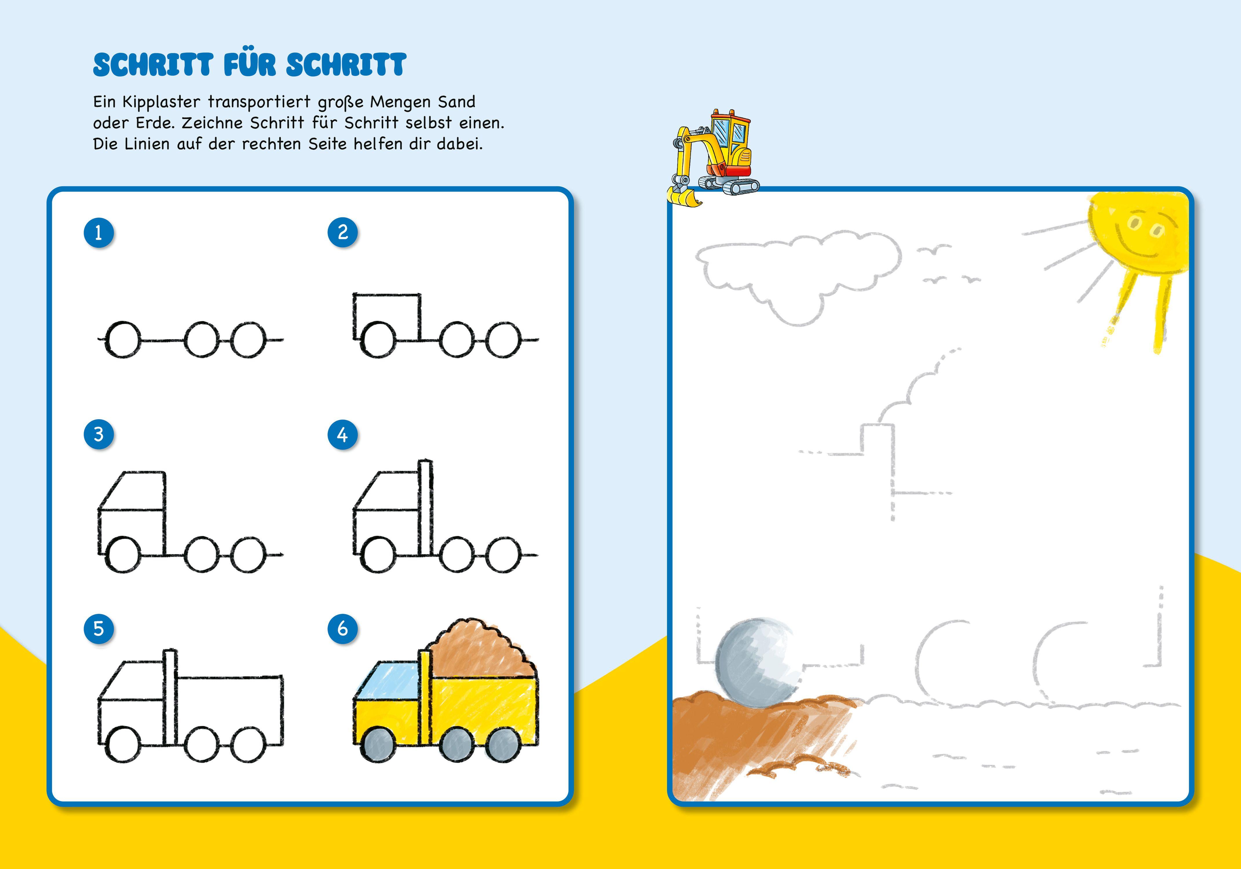 Beispielinhalt (Bild) Malen und Rätseln für Kindergartenkinder. Baustelle