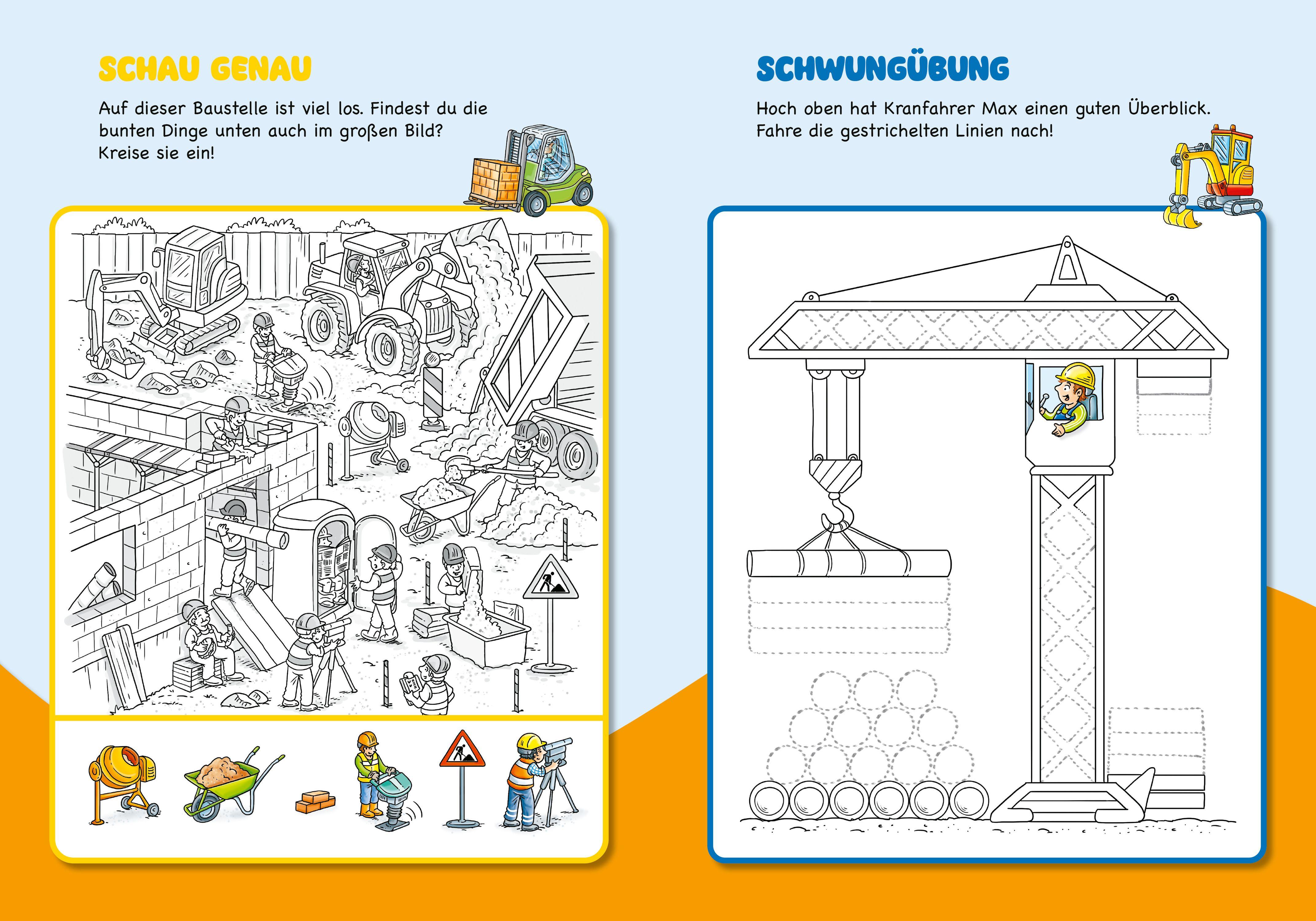 Beispielinhalt (Bild) Malen und Rätseln für Kindergartenkinder. Baustelle