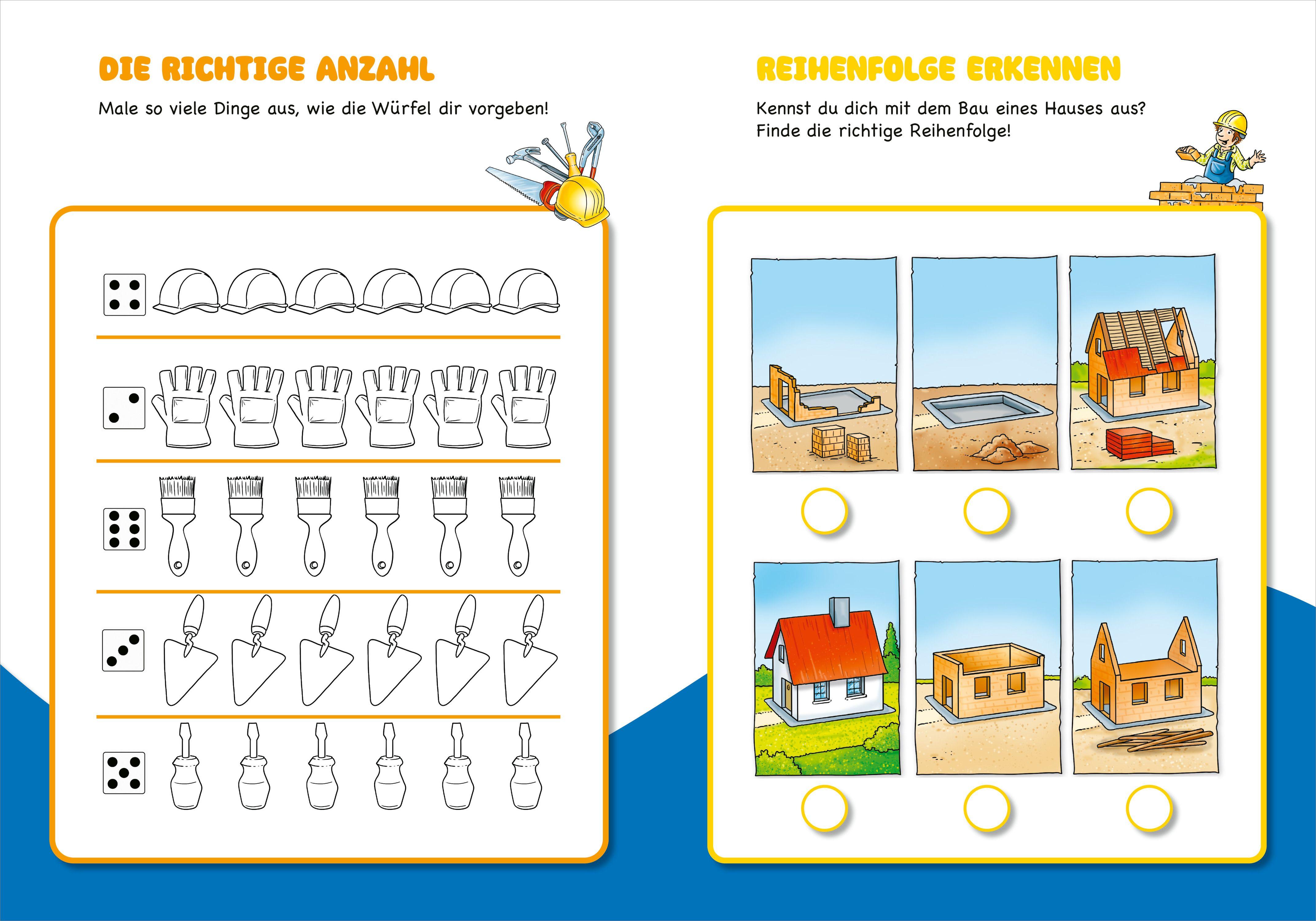 Beispielinhalt (Bild) Malen und Rätseln für Kindergartenkinder. Baustelle