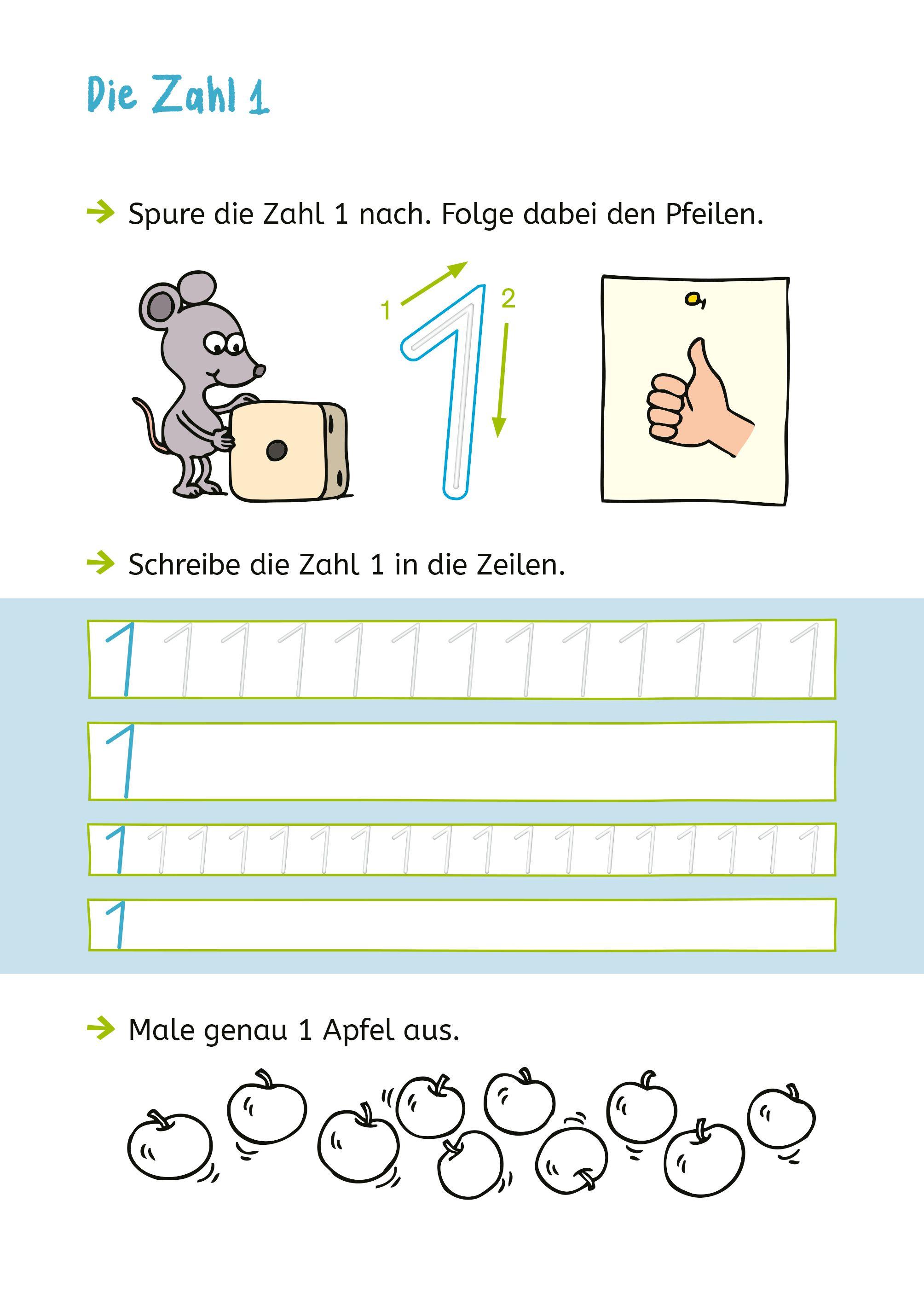Beispielinhalt (Bild) LERNSTERN. Zahlen schreiben mit Spurrillen