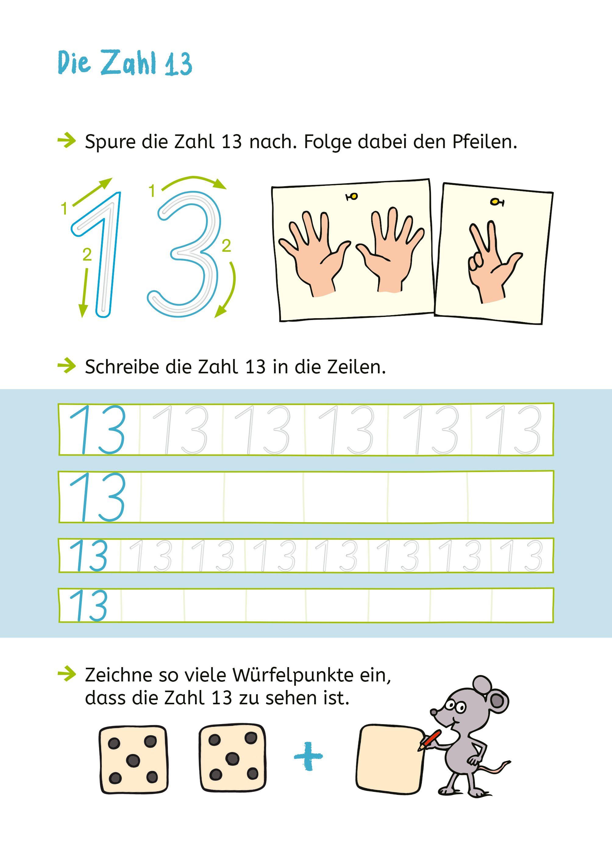 Beispielinhalt (Bild) LERNSTERN. Zahlen schreiben mit Spurrillen