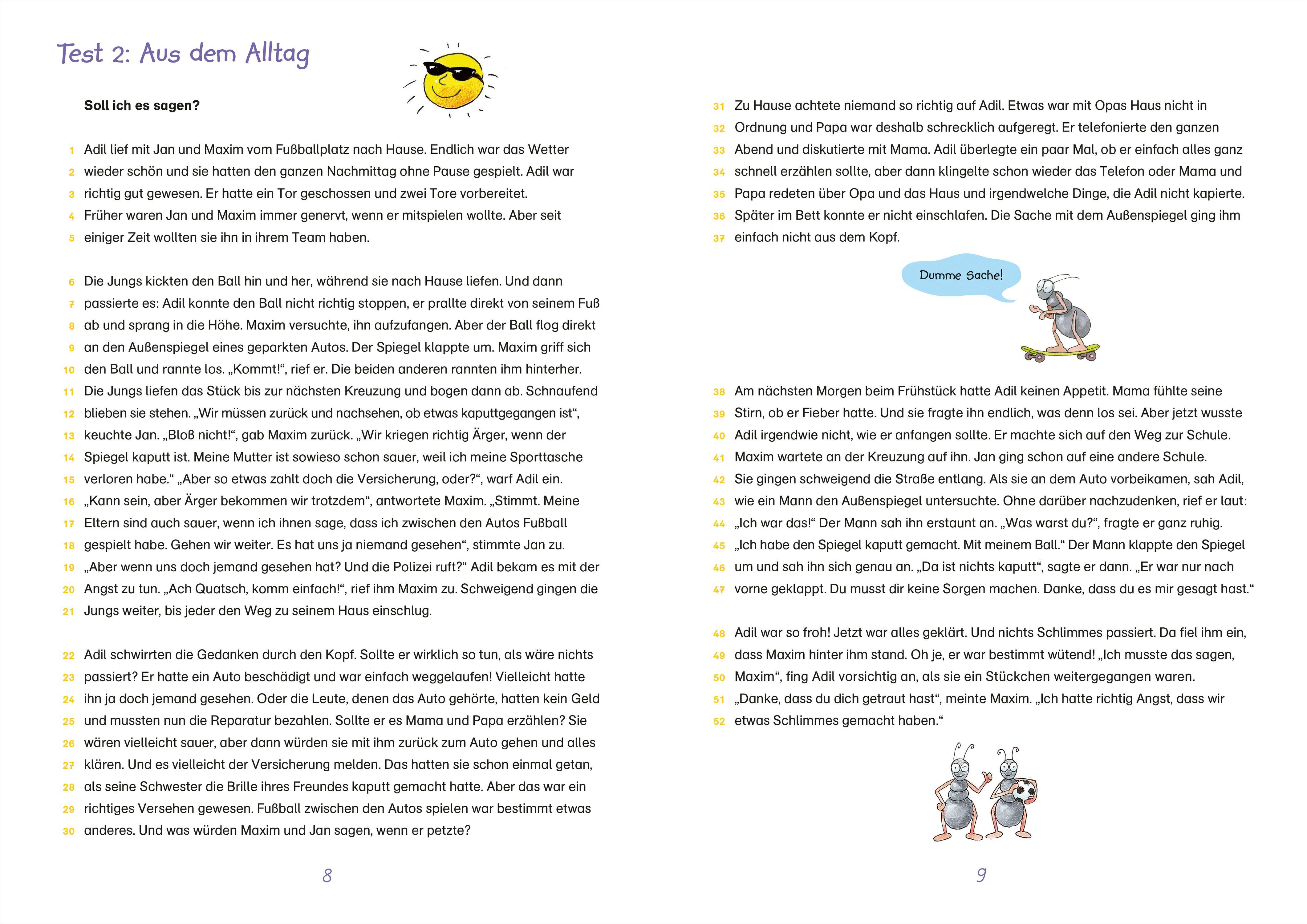 Beispielinhalt (Bild) Fit für Lesetests 4. Klasse. Mein Testheft