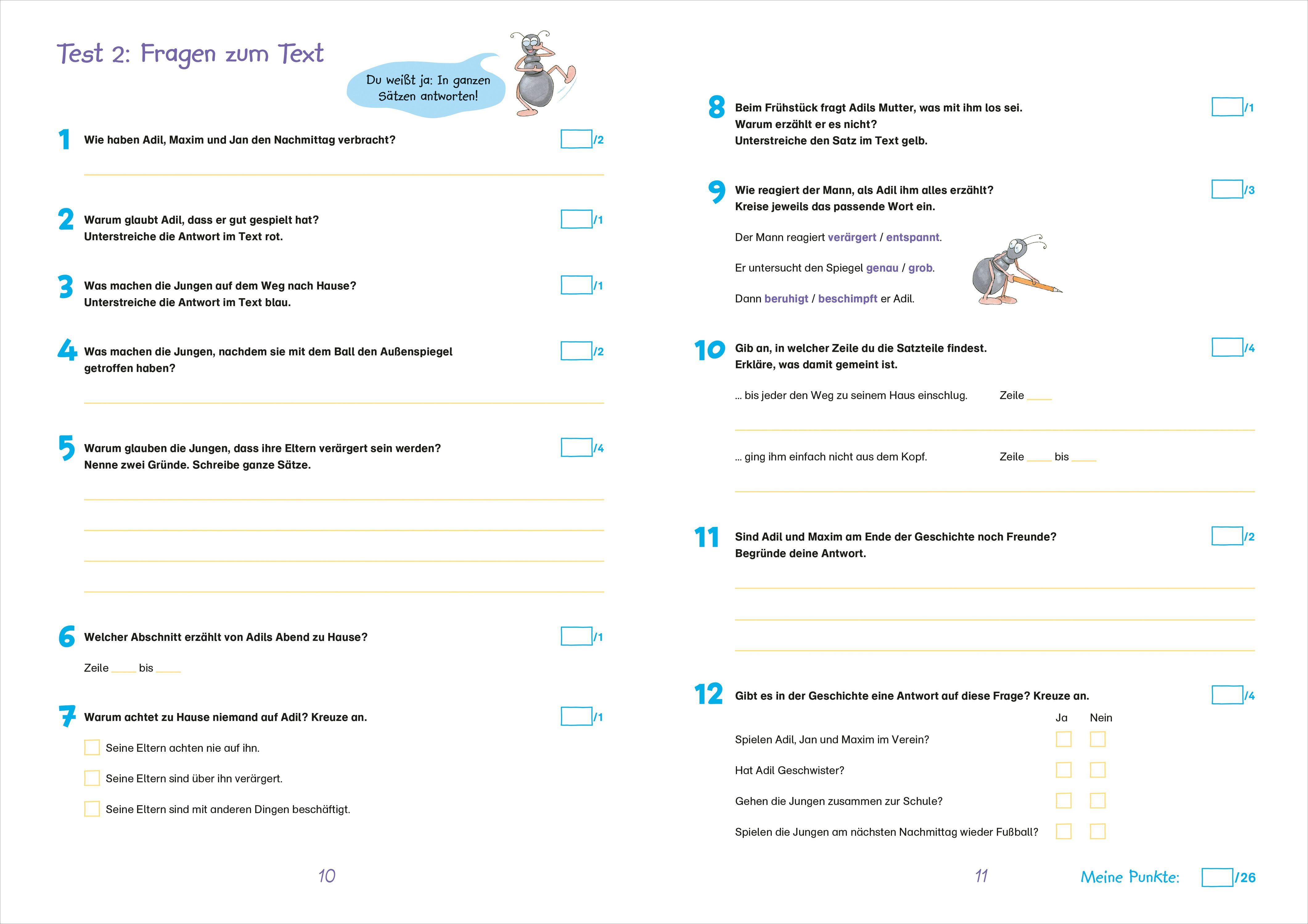 Beispielinhalt (Bild) Fit für Lesetests 4. Klasse. Mein Testheft