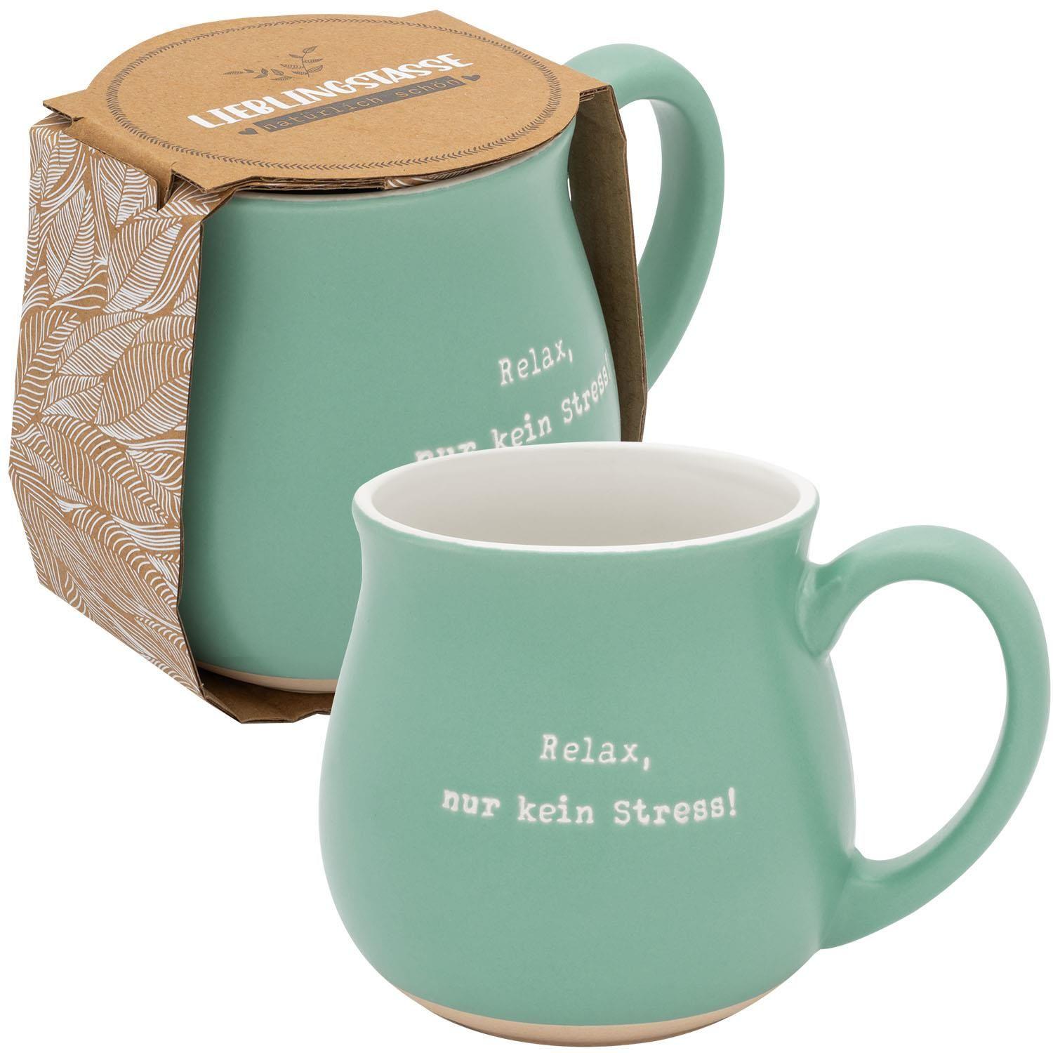 Vorderes Coverbild GRUSS & CO Tasse bauchig graviert "Relax, nur kein Stress!