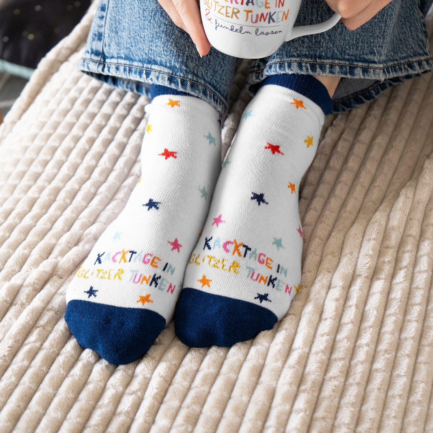 Beispielinhalt (Bild) Zaubersocken Frauen "Kacktage in Glitzer tunken & funkeln lassen"