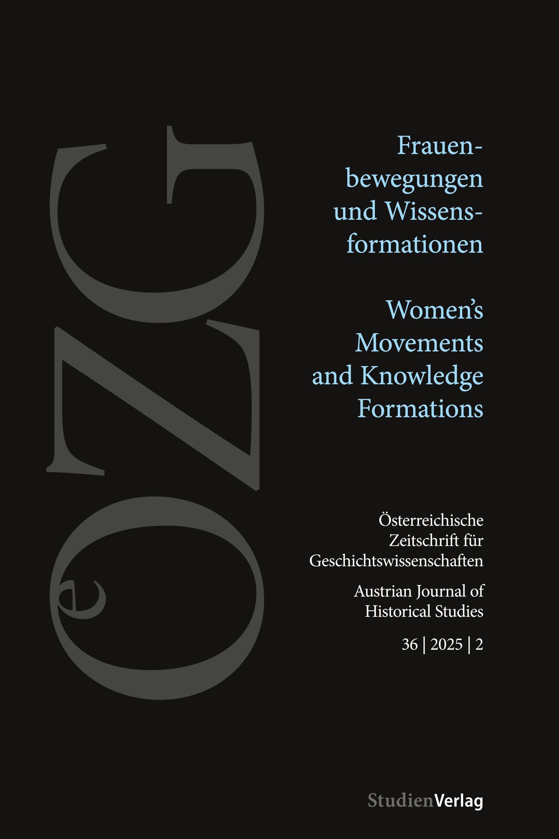 Vorderes Coverbild Österreichische Zeitschrift für Geschichtswissenschaften 36/2/2025