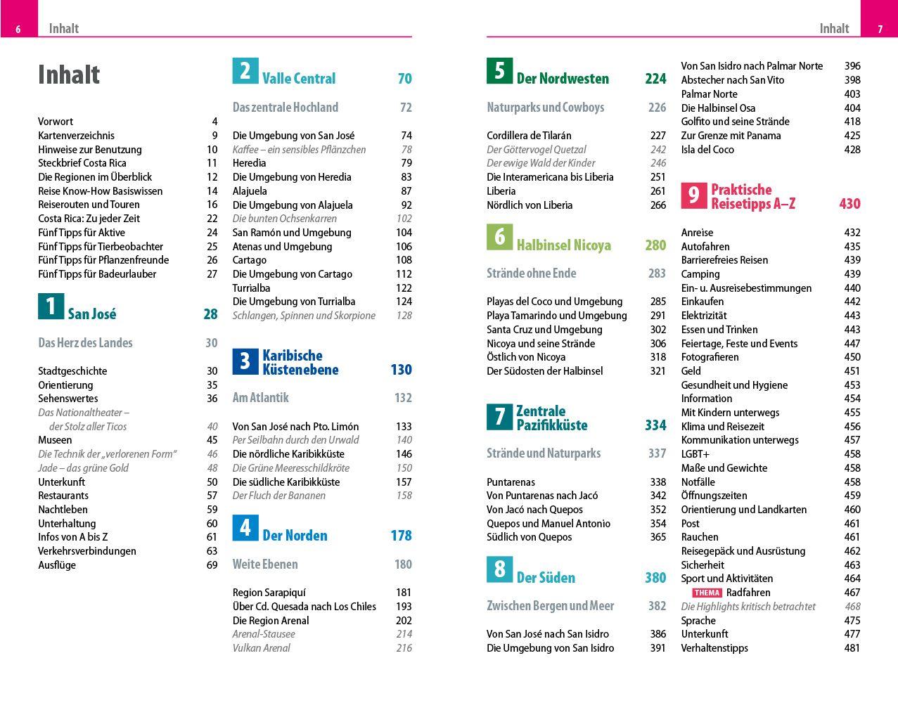 Beispielinhalt (Bild) Reise Know-How Reiseführer Costa Rica