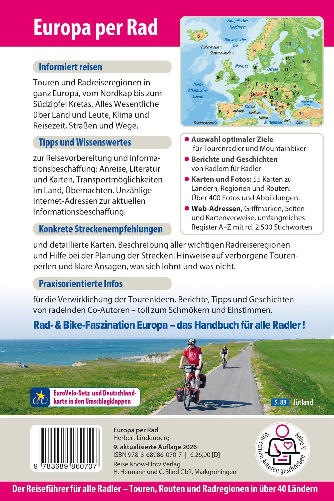 Beispielinhalt (Bild) Reise Know-How Reiseführer Europa per Rad