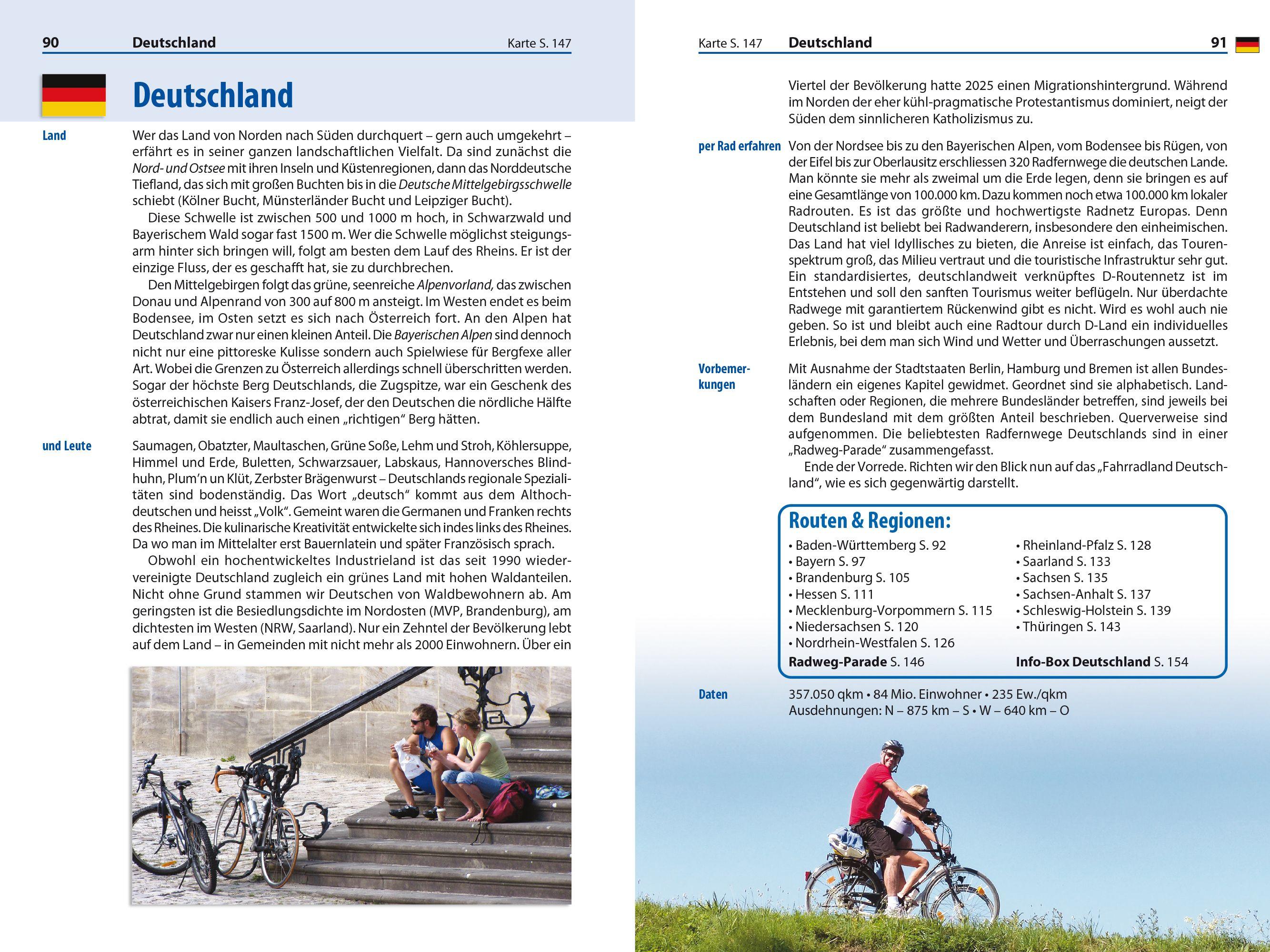 Beispielinhalt (Bild) Reise Know-How Reiseführer Europa per Rad