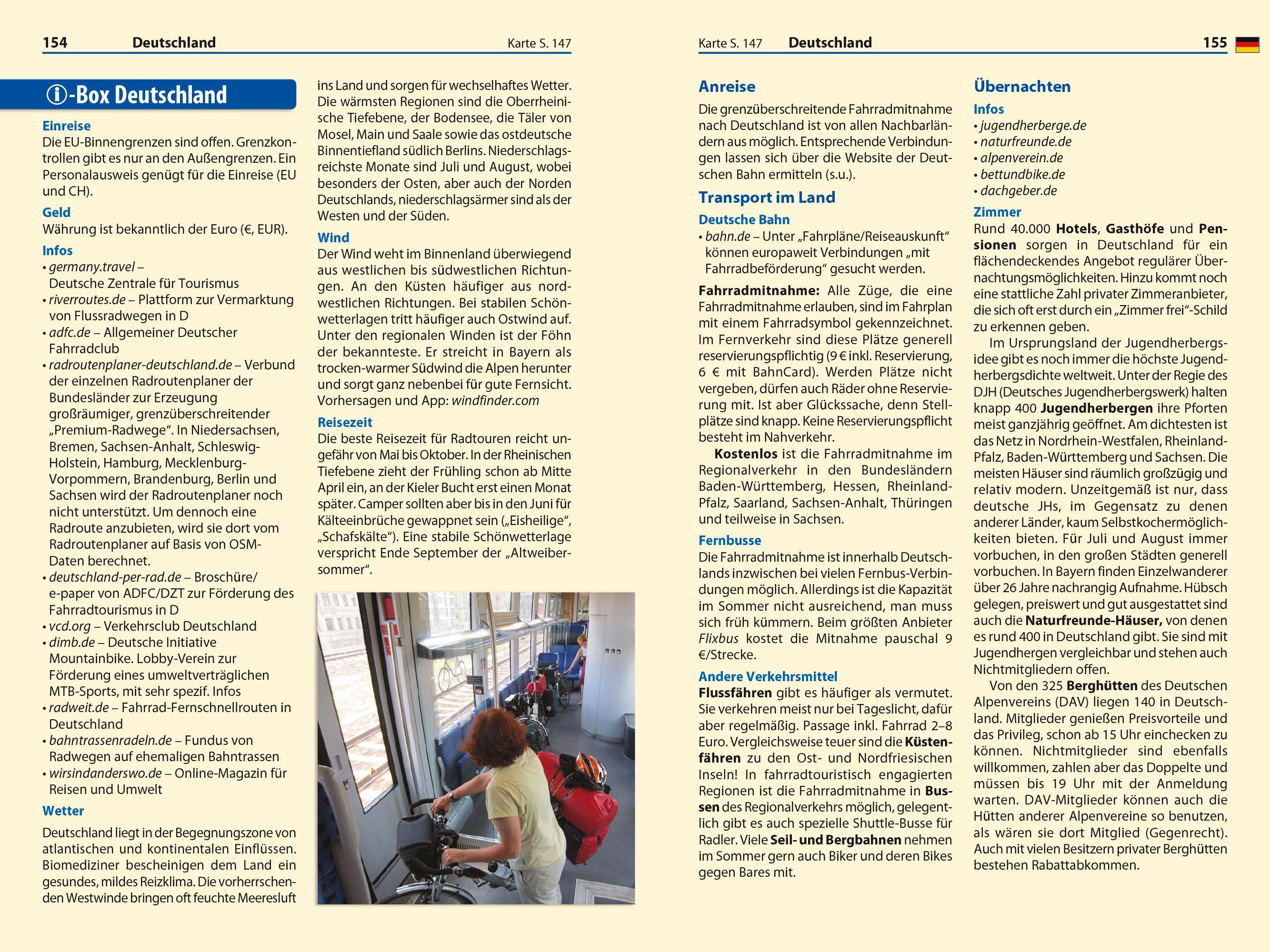 Beispielinhalt (Bild) Reise Know-How Reiseführer Europa per Rad