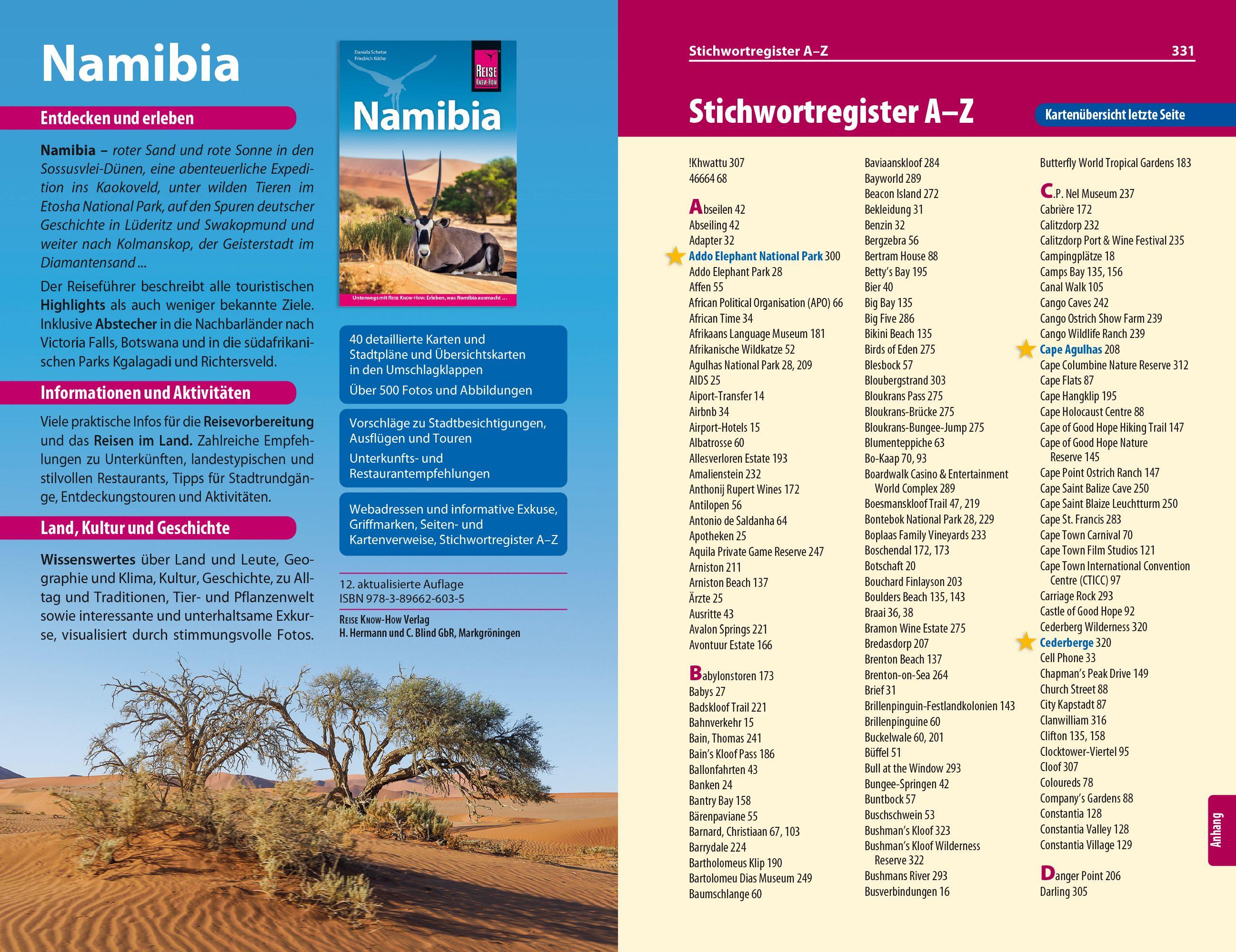 Beispielinhalt (Bild) Reise Know-How Reiseführer Südafrika - Kapstadt, Garden Route & Winelands