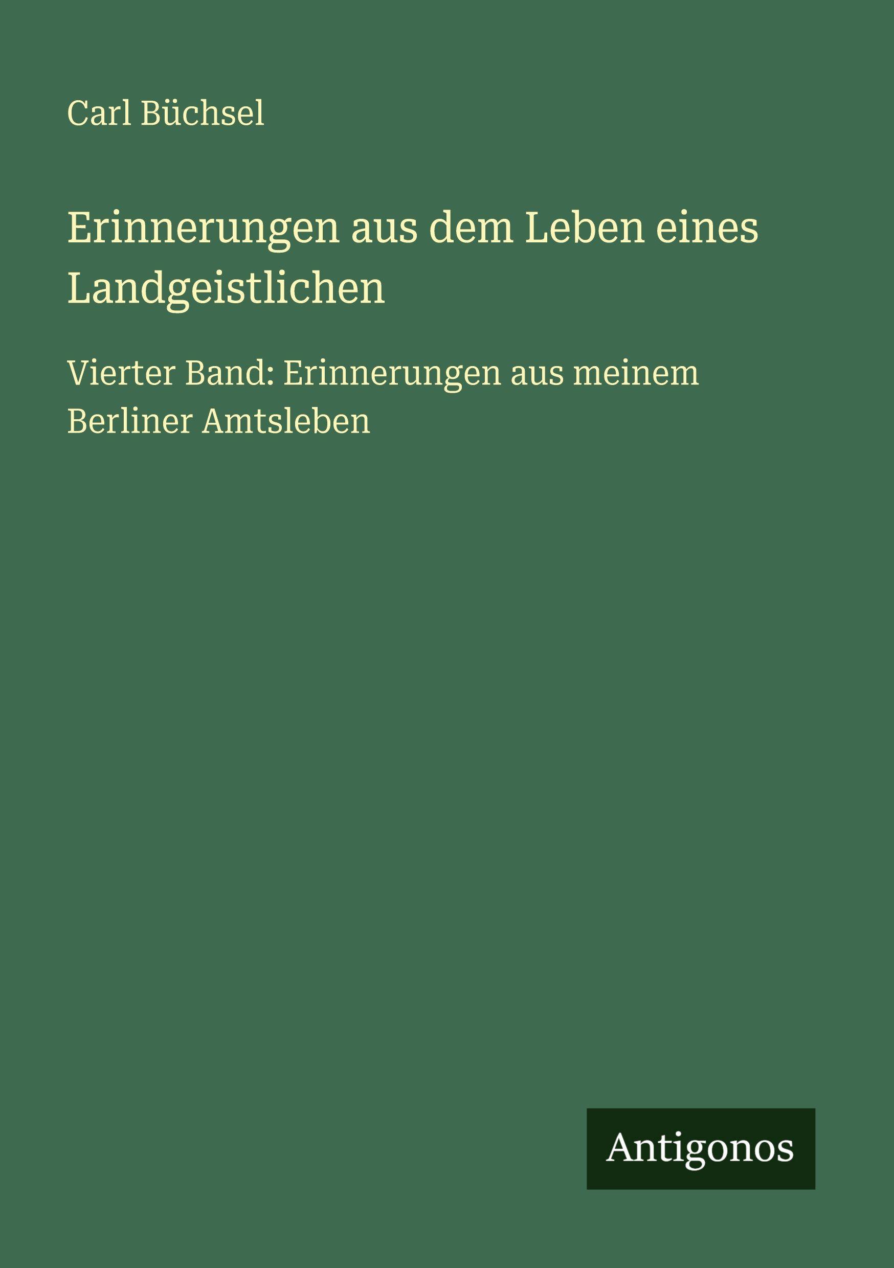 Vorderes Coverbild Erinnerungen aus dem Leben eines Landgeistlichen