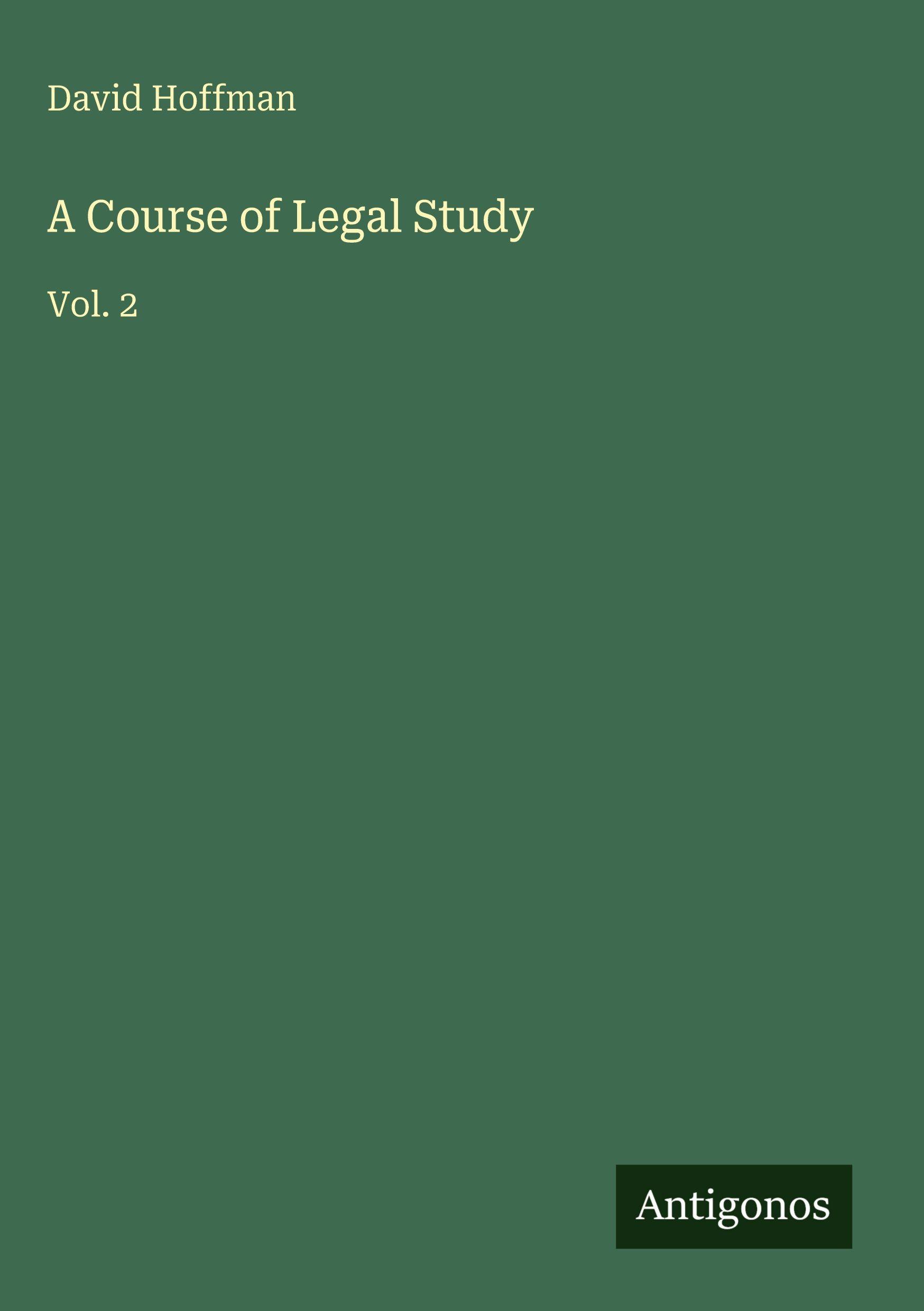 Vorderes Coverbild A Course of Legal Study