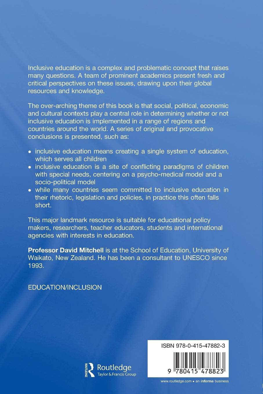 Rückseitencover Contextualizing Inclusive Education