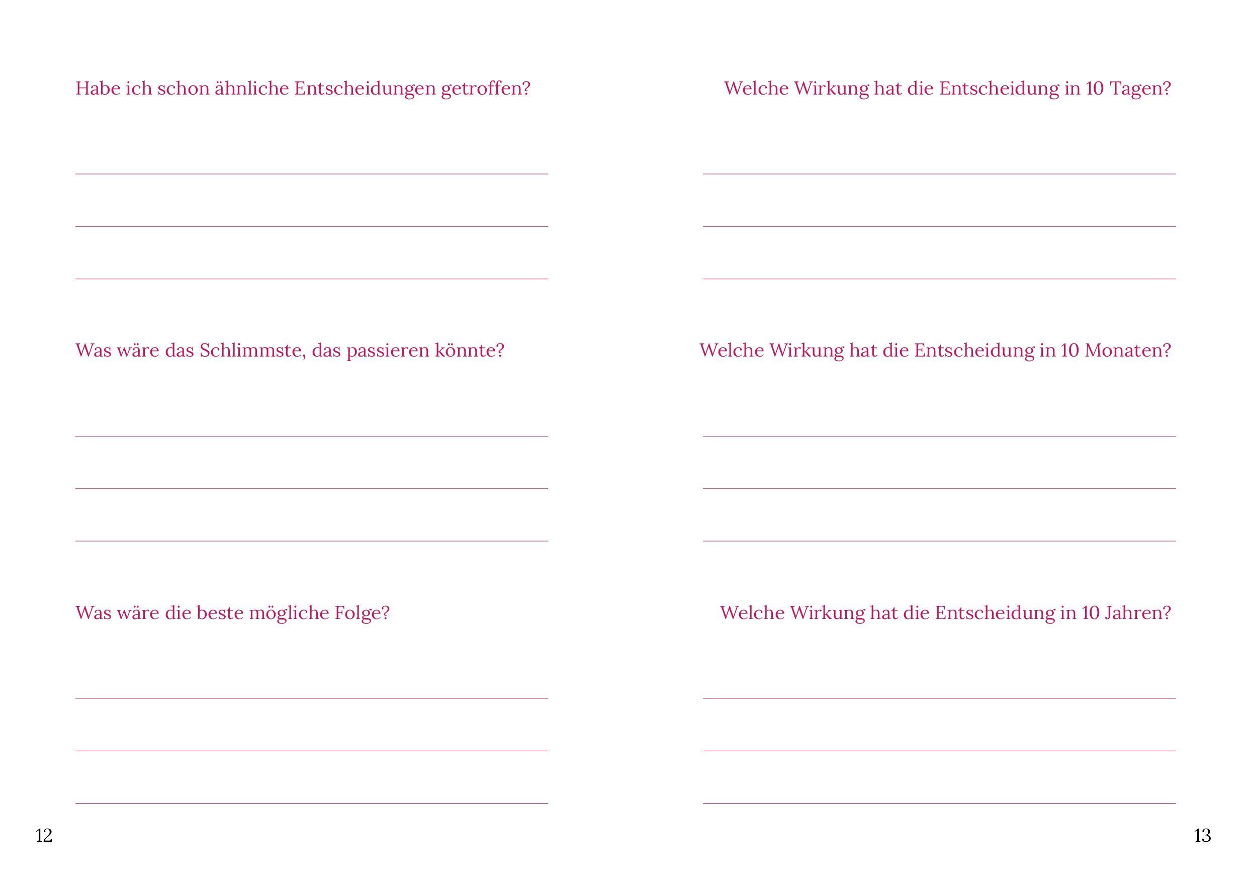 Beispielinhalt (Bild) Schritt für Schritt zu deiner Entscheidung