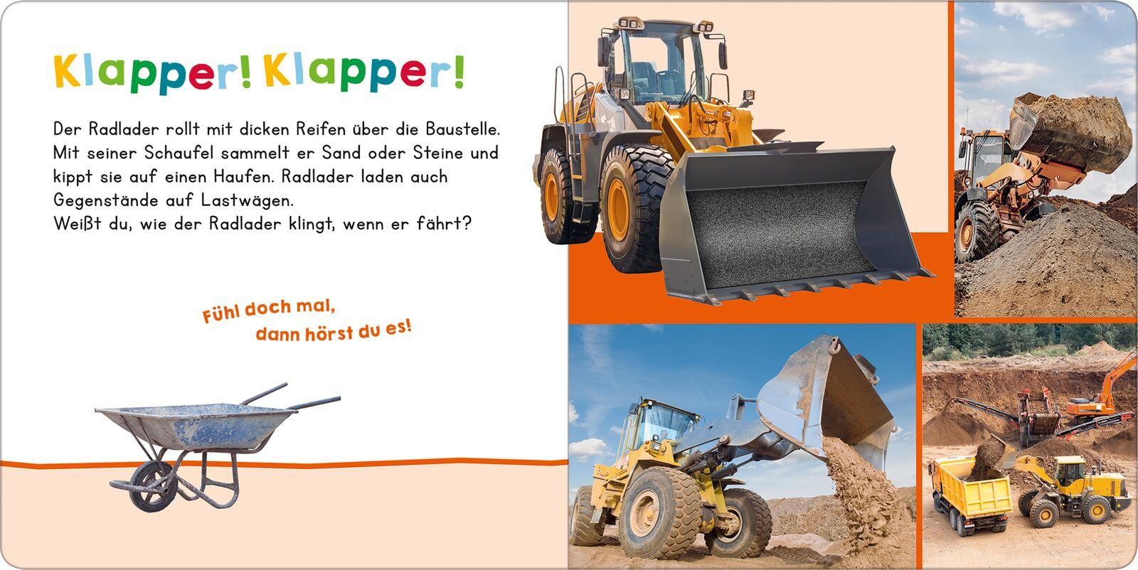 Beispielinhalt (Bild) Hör mal rein, wer kann das sein? Bagger bei der Arbeit