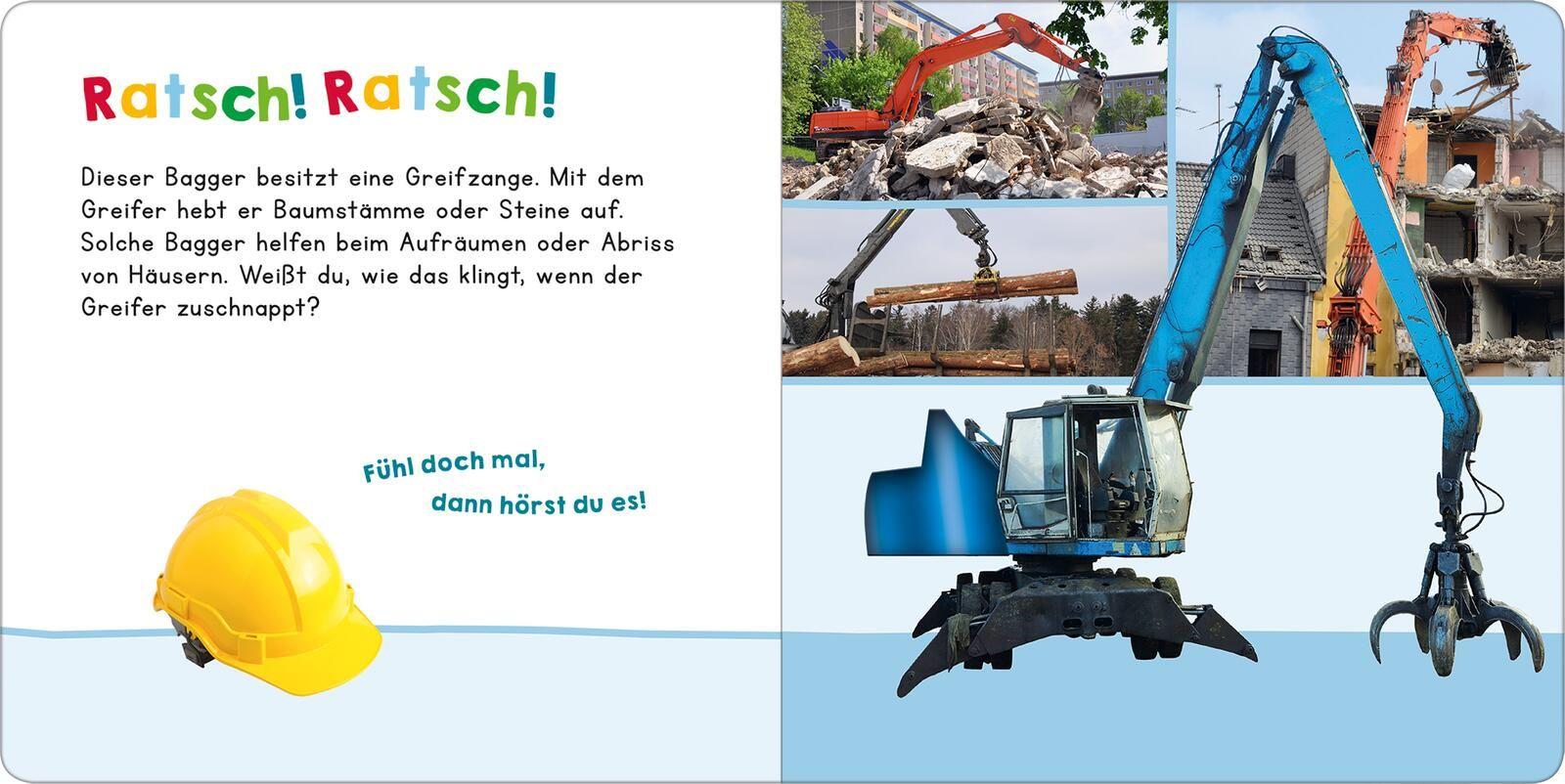 Beispielinhalt (Bild) Hör mal rein, wer kann das sein? Bagger bei der Arbeit