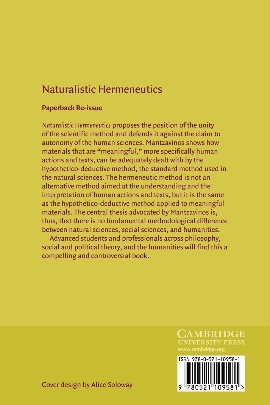 Rückseitencover Naturalistic Hermeneutics