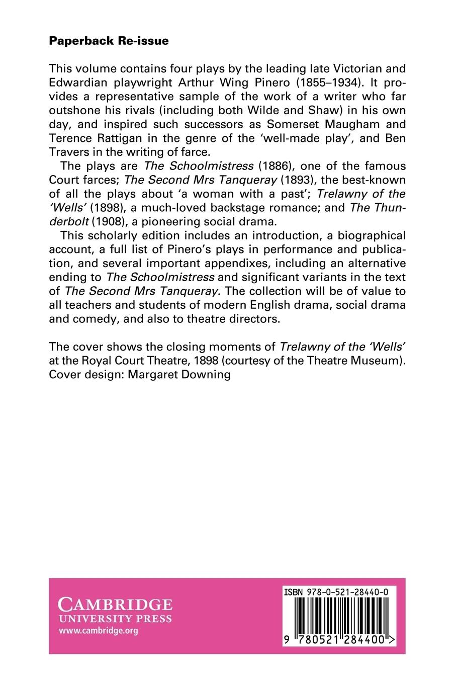 Rückseitencover Plays by A. W. Pinero