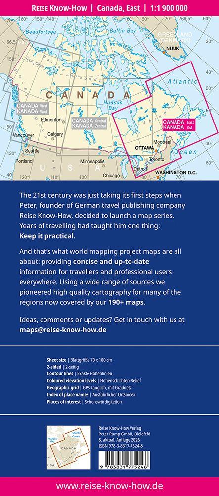 Beispielinhalt (Bild) Reise Know-How Landkarte Kanada, Ost | Canada, East (1:1.900.000)