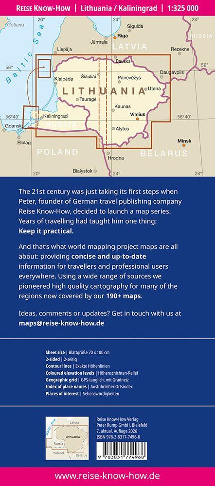 Beispielinhalt (Bild) Reise Know-How Landkarte Litauen und Kaliningrad | Lithuania and Kaliningrad (1:325.000)