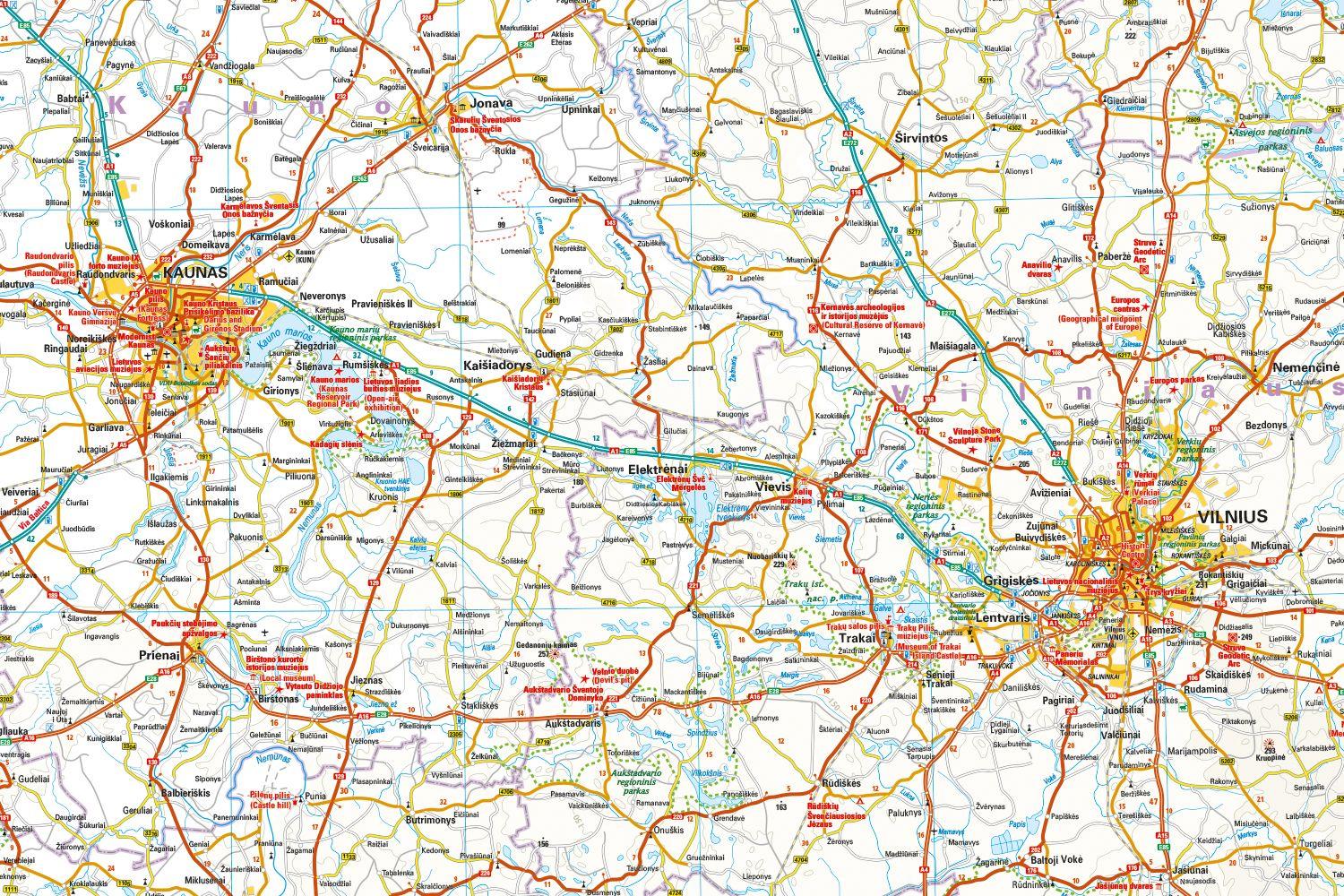 Beispielinhalt (Bild) Reise Know-How Landkarte Litauen und Kaliningrad | Lithuania and Kaliningrad (1:325.000)