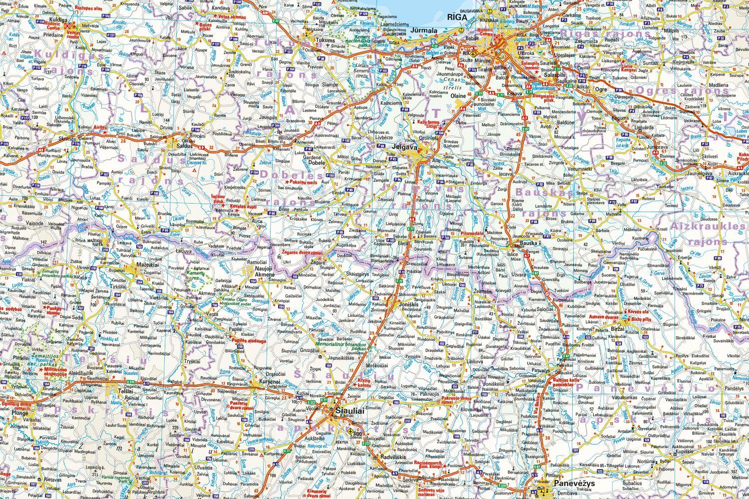 Beispielinhalt (Bild) Reise Know-How Landkarte Baltikum | Baltic States (1:600.000): Estland, Lettland, Litauen und Region Kaliningrad
