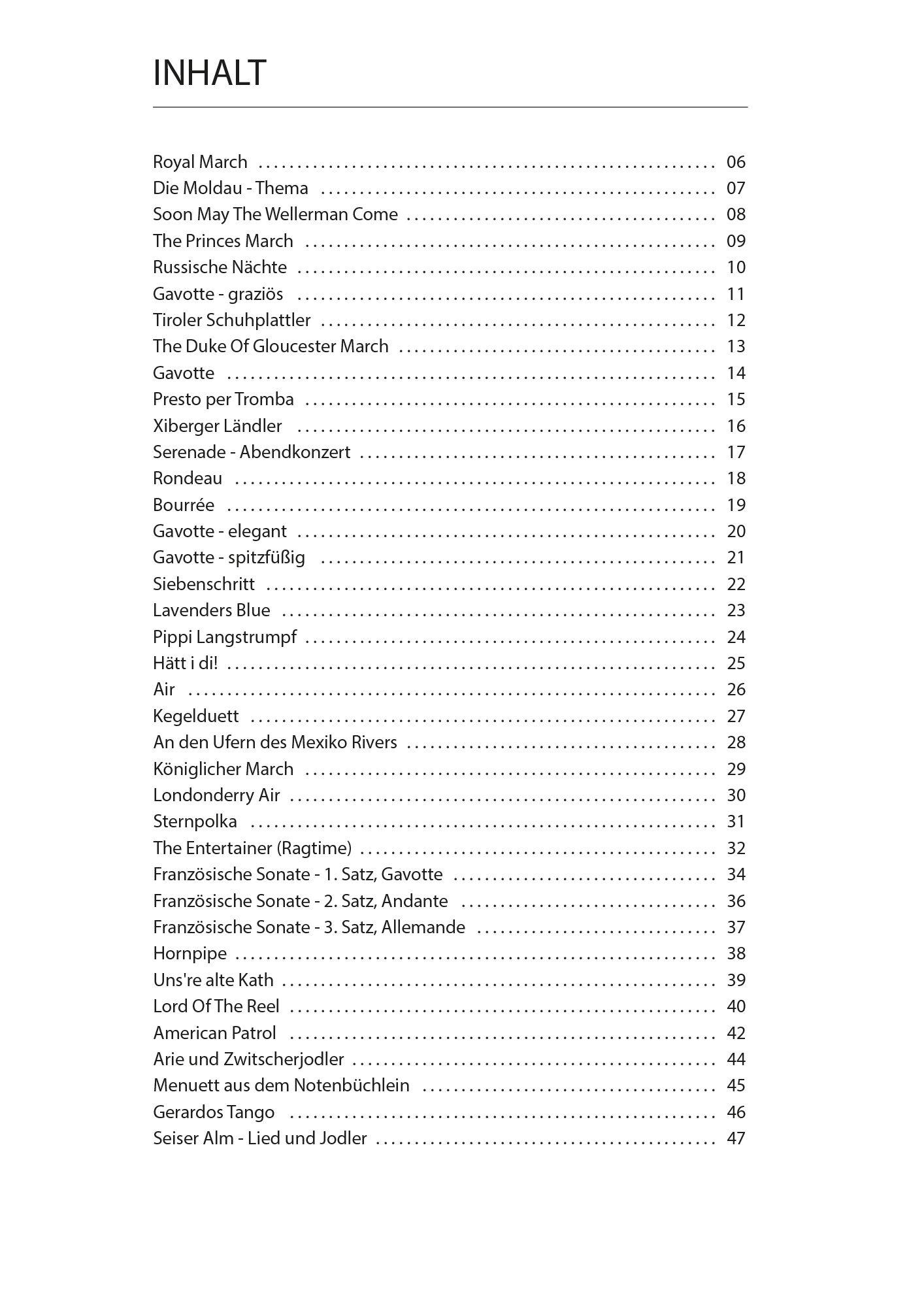 Beispielinhalt (Bild) Trompeten Fuchs Spielbuch, Band 2