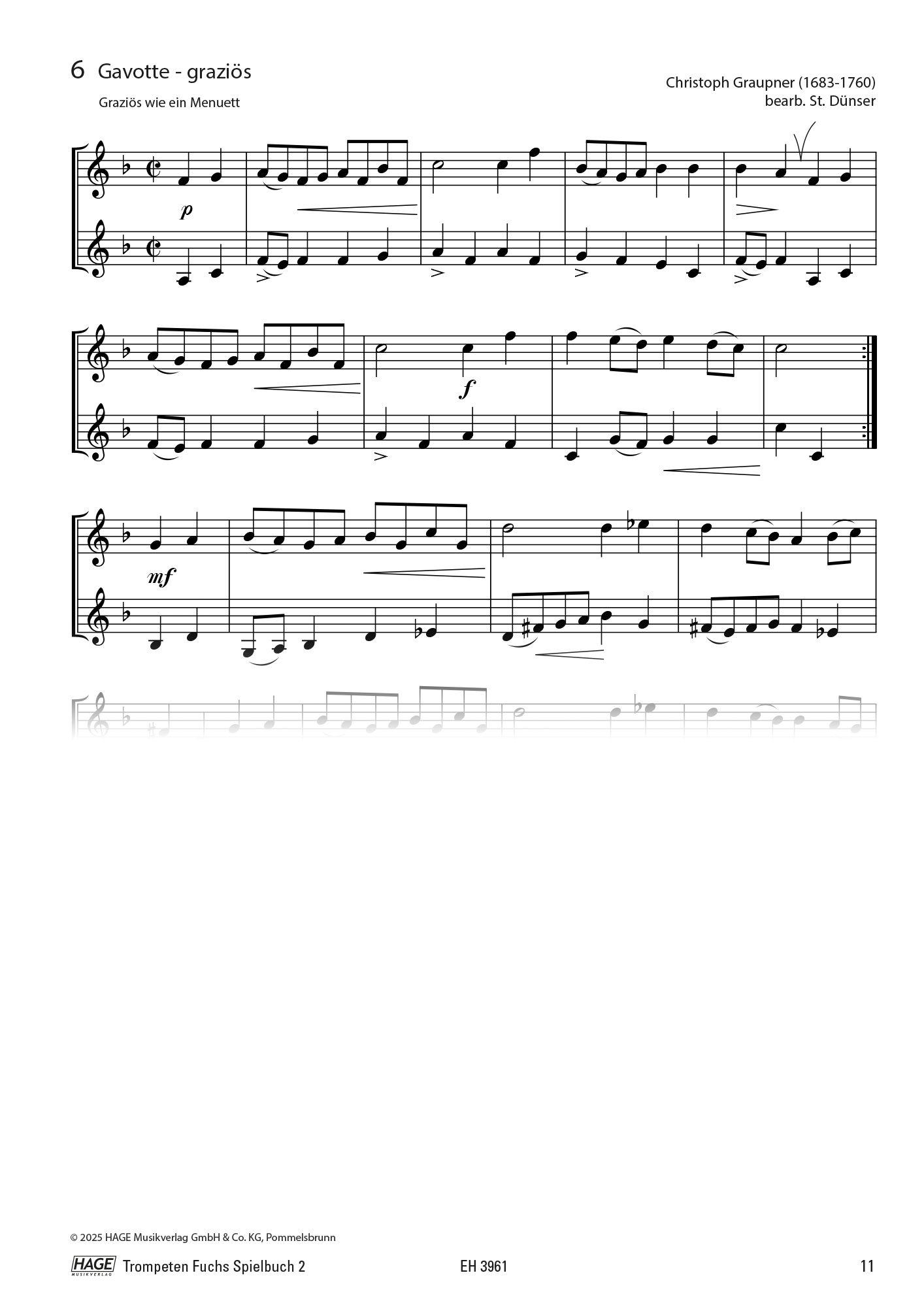 Beispielinhalt (Bild) Trompeten Fuchs Spielbuch, Band 2