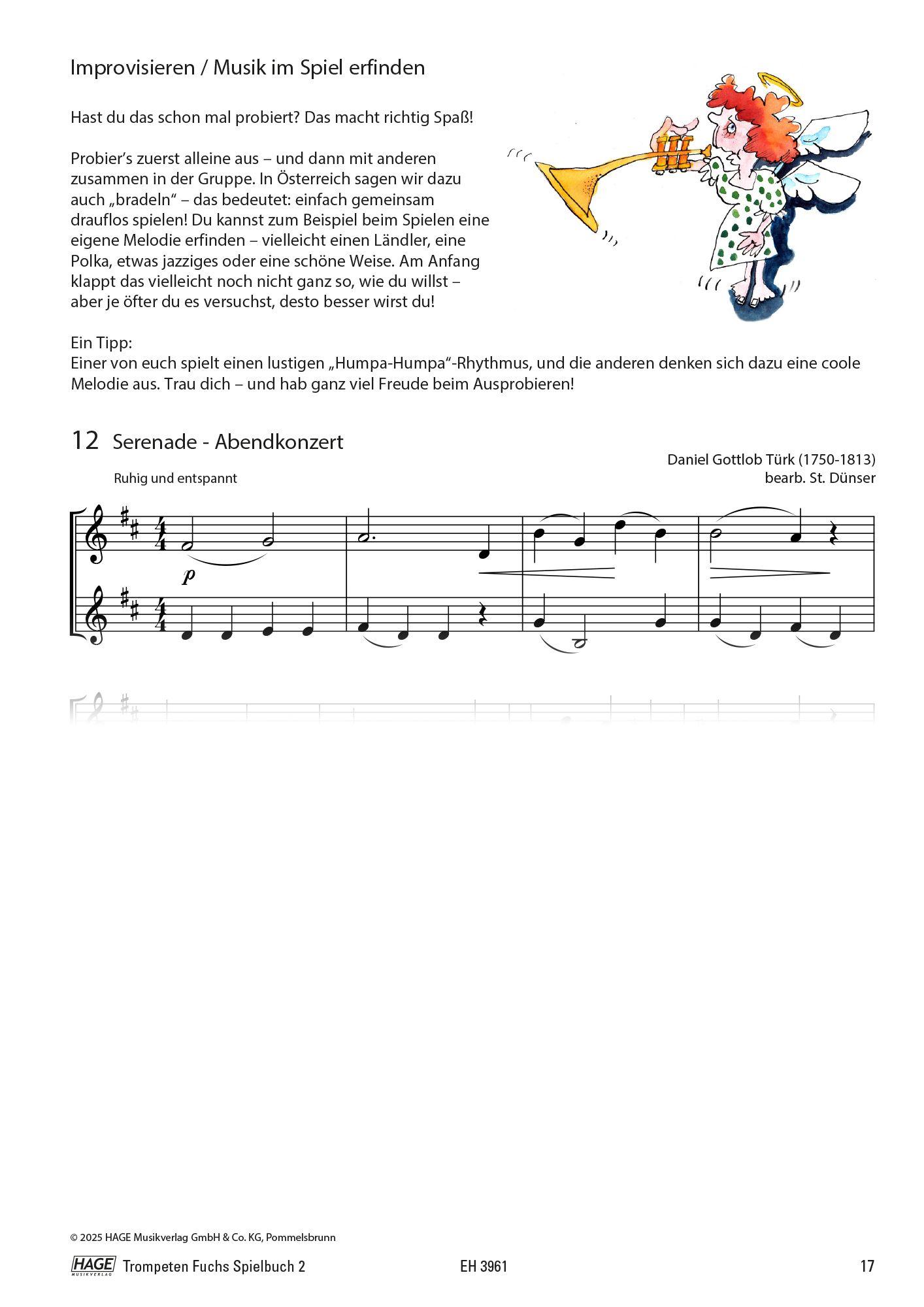 Beispielinhalt (Bild) Trompeten Fuchs Spielbuch, Band 2