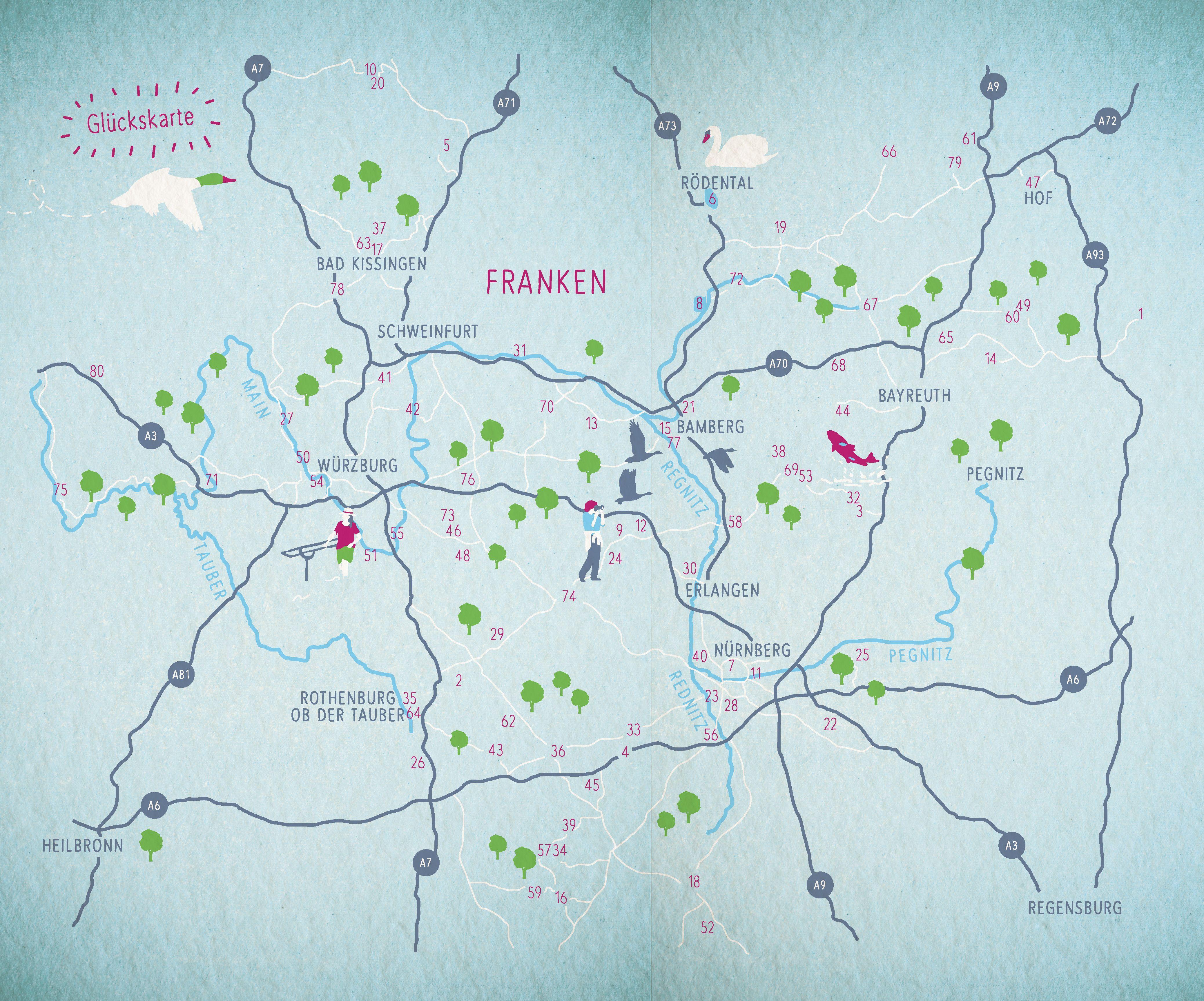Beispielinhalt (Bild) Blaue Glücksorte in Franken
