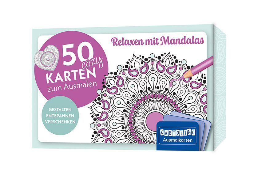 Vorderes Coverbild 50 cozy Karten zum Ausmalen - Relaxen mit Mandalas