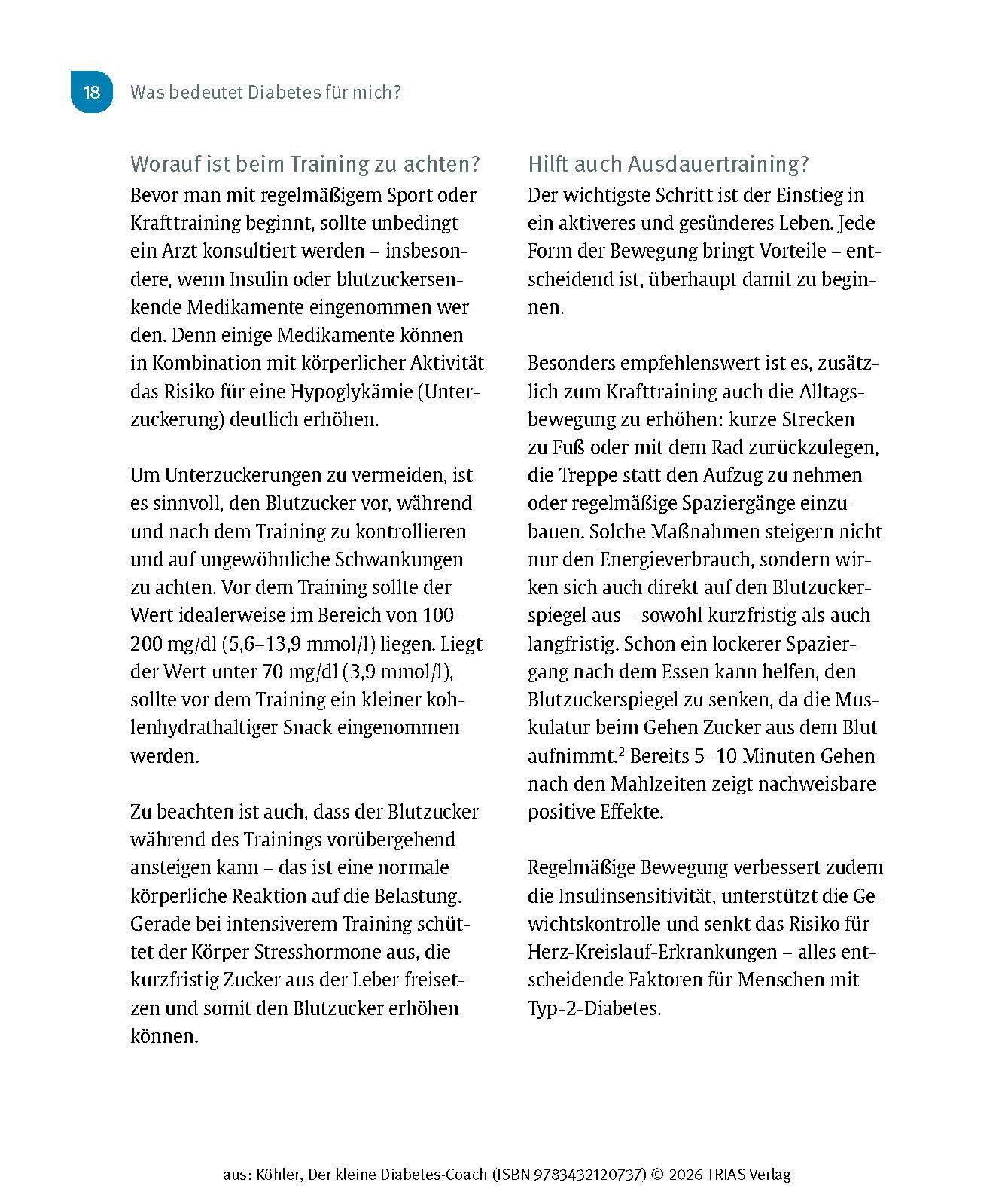 Beispielinhalt (Bild) Der kleine Diabetes-Coach