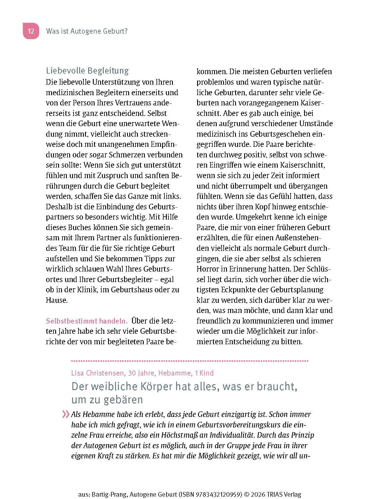 Beispielinhalt (Bild) Autogene Geburt