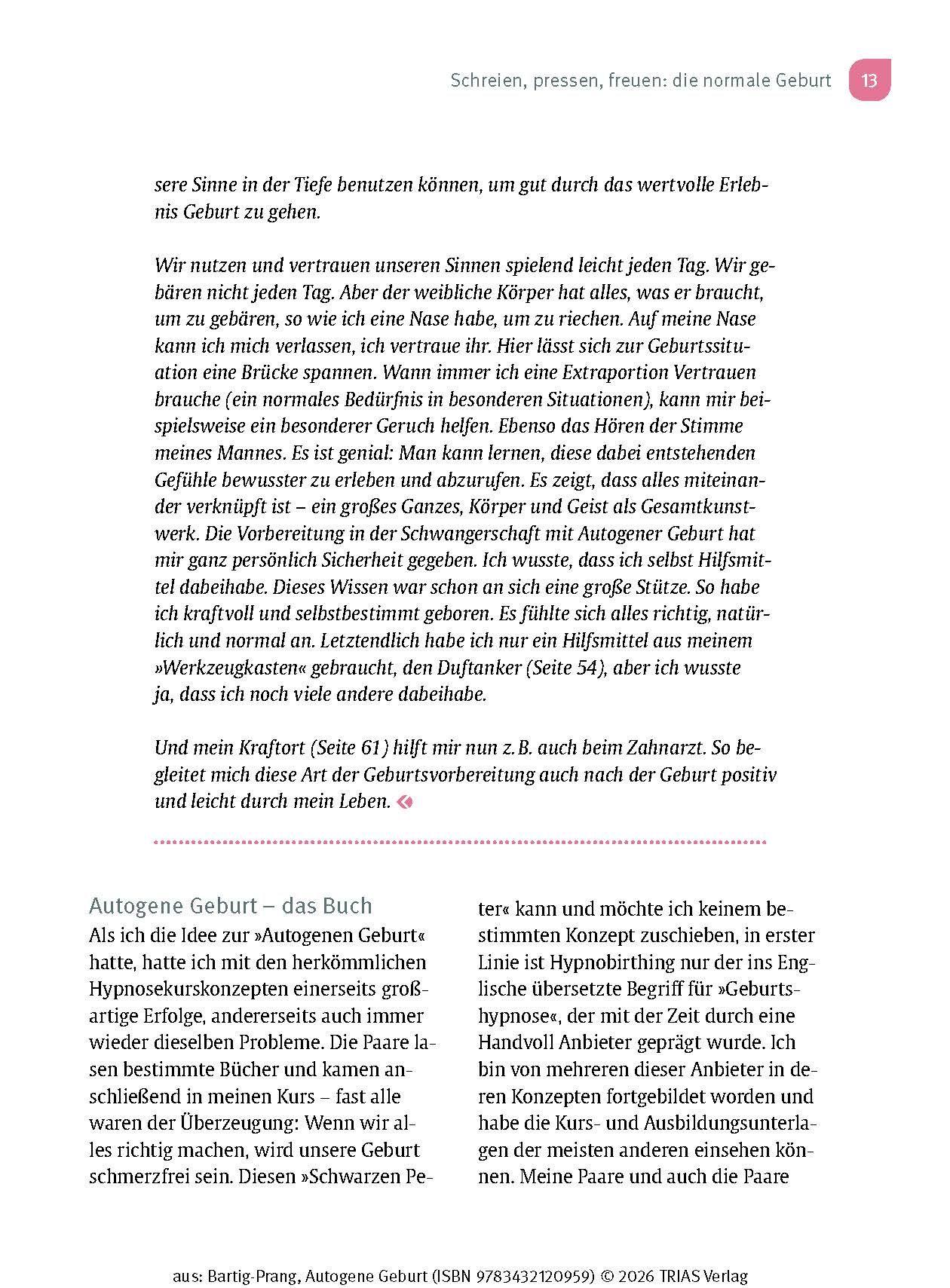 Beispielinhalt (Bild) Autogene Geburt