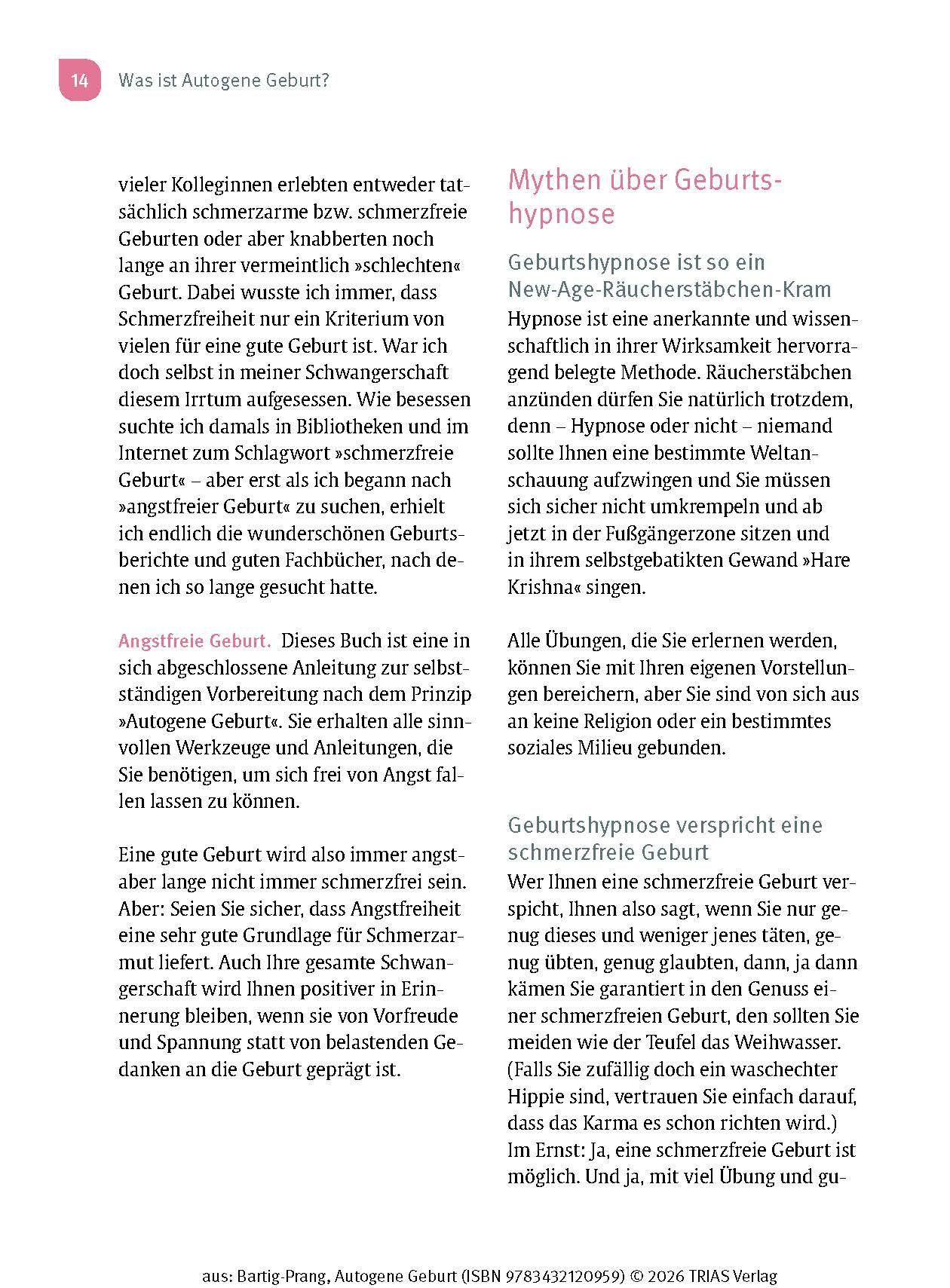 Beispielinhalt (Bild) Autogene Geburt