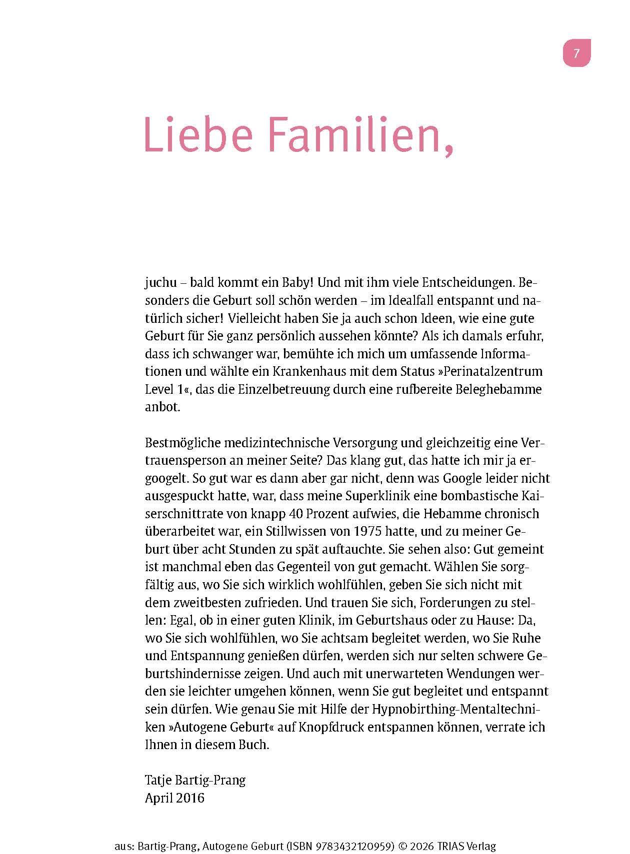 Beispielinhalt (Bild) Autogene Geburt