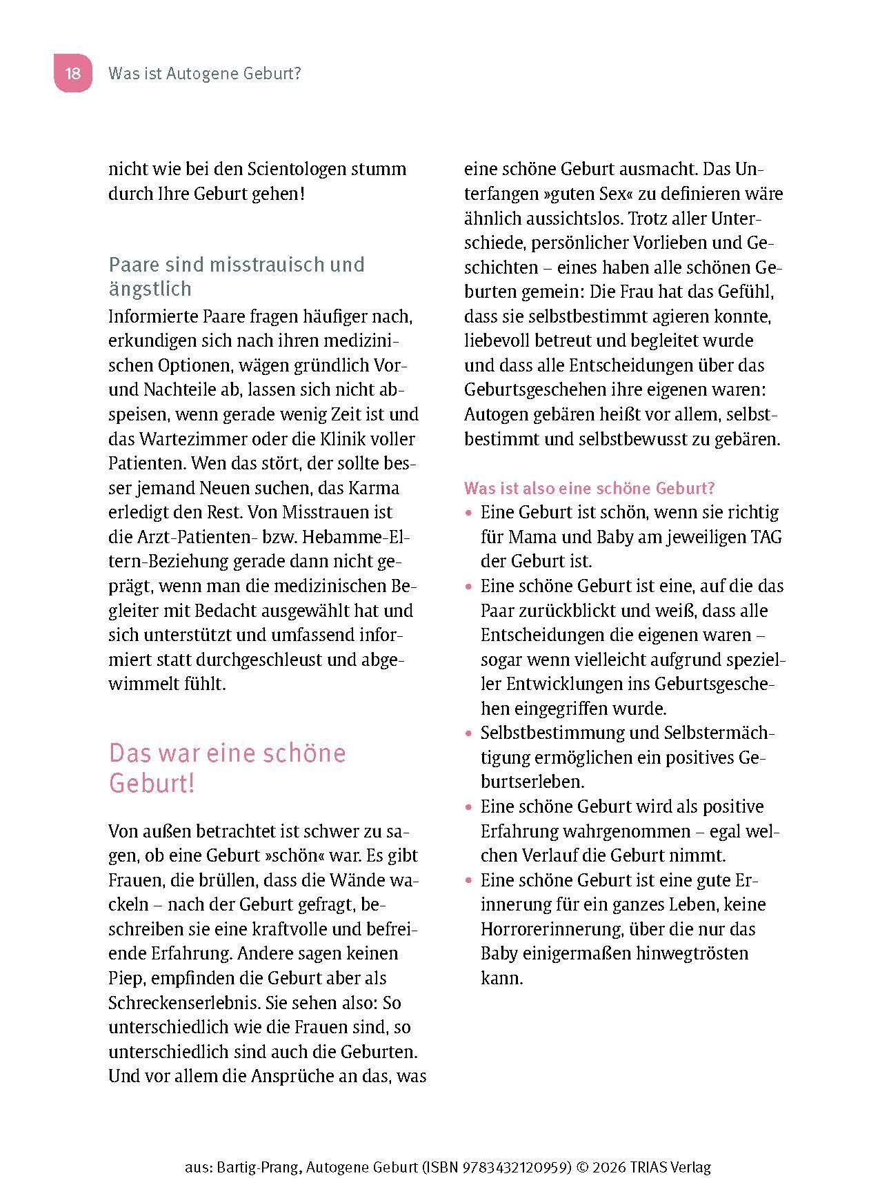 Beispielinhalt (Bild) Autogene Geburt