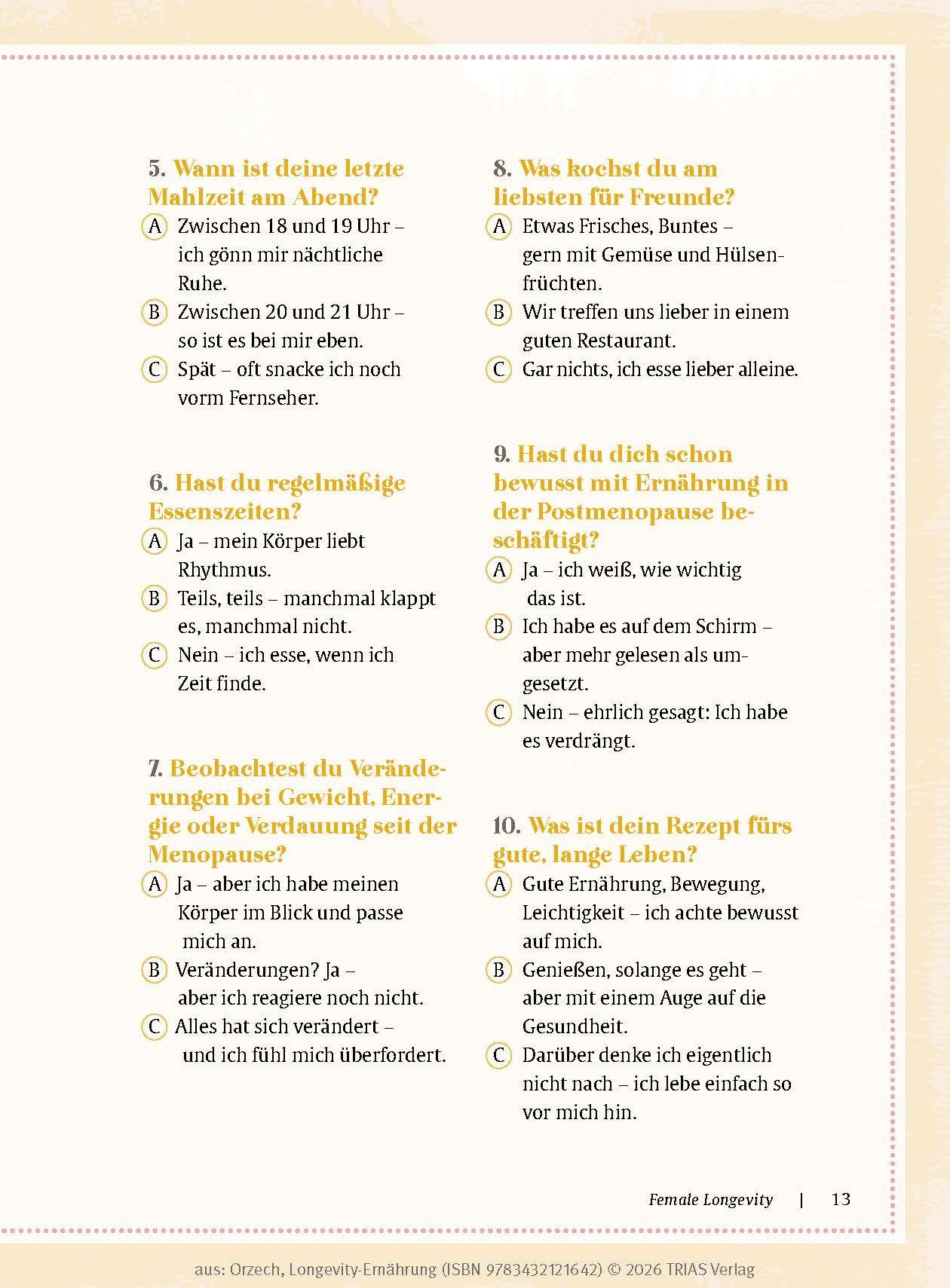 Beispielinhalt (Bild) Longevity-Ernährung