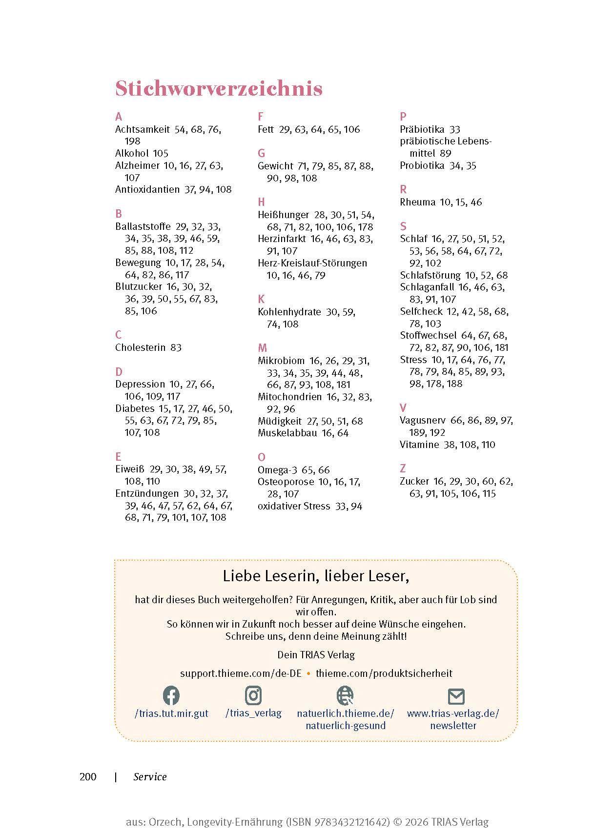 Beispielinhalt (Bild) Longevity-Ernährung