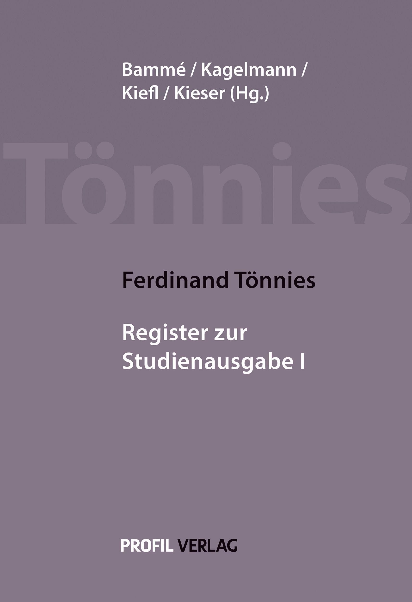 Vorderes Coverbild Ferdinand Tönnies: Register zur Studienausgabe I