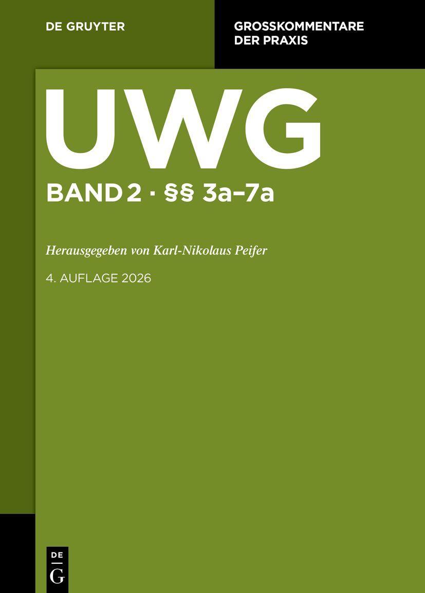 Vorderes Coverbild UWG §§ 3a-7a