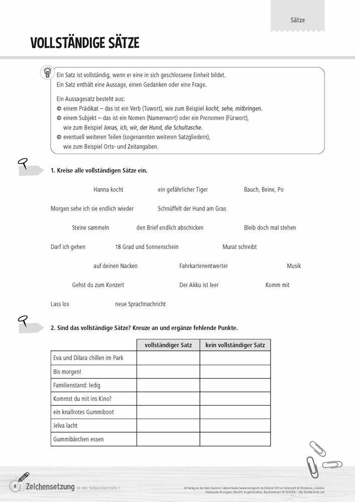 Beispielinhalt (Bild) Zeichensetzung in der Sekundarstufe I
