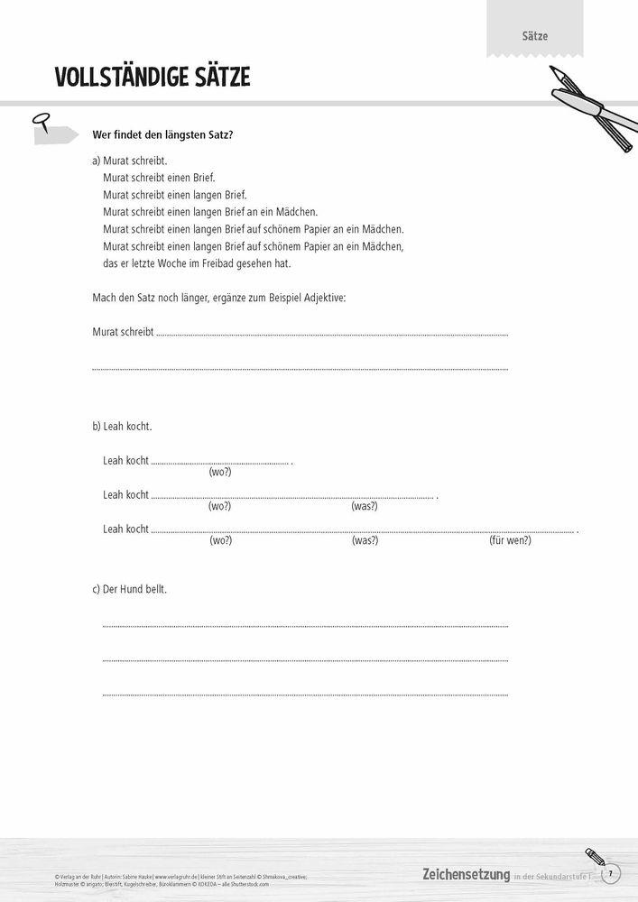 Beispielinhalt (Bild) Zeichensetzung in der Sekundarstufe I