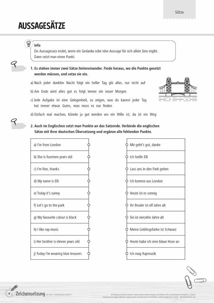 Beispielinhalt (Bild) Zeichensetzung in der Sekundarstufe I