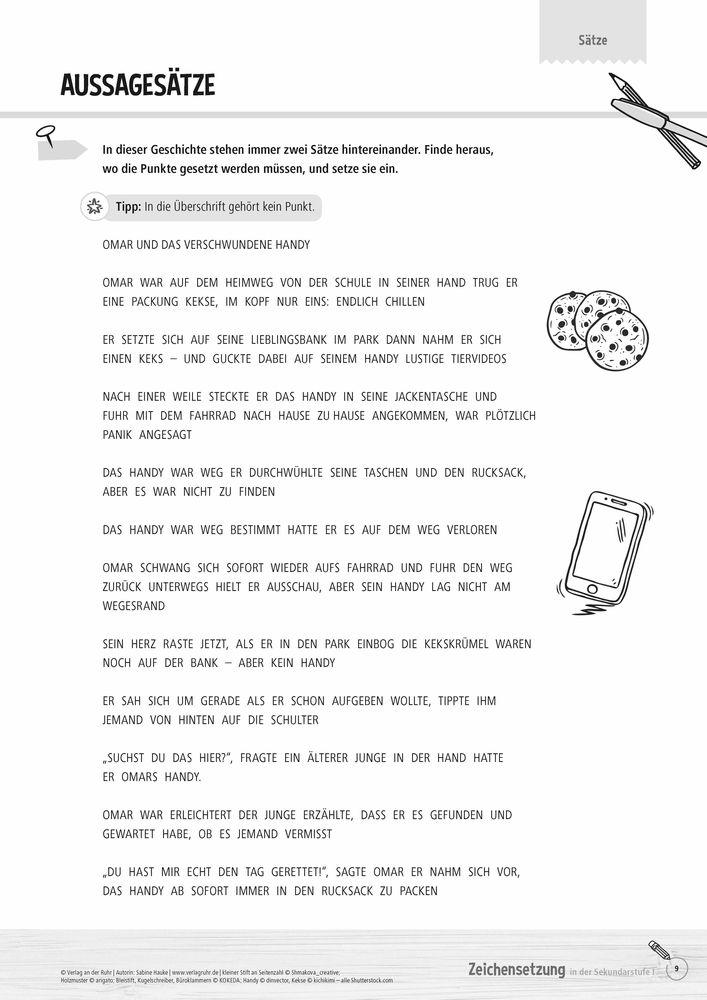 Beispielinhalt (Bild) Zeichensetzung in der Sekundarstufe I