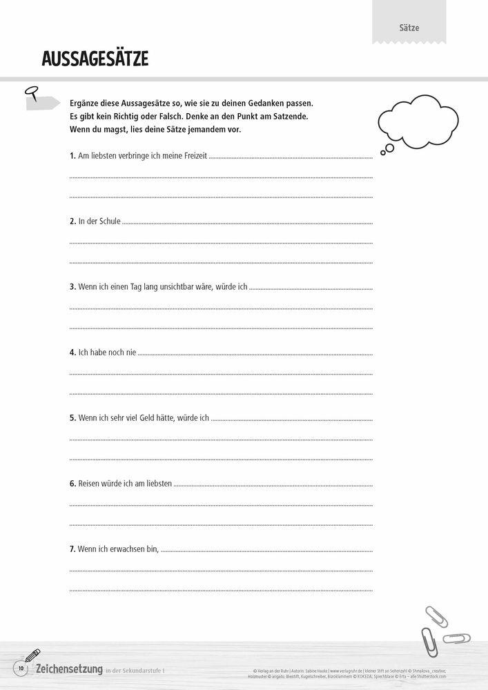 Beispielinhalt (Bild) Zeichensetzung in der Sekundarstufe I